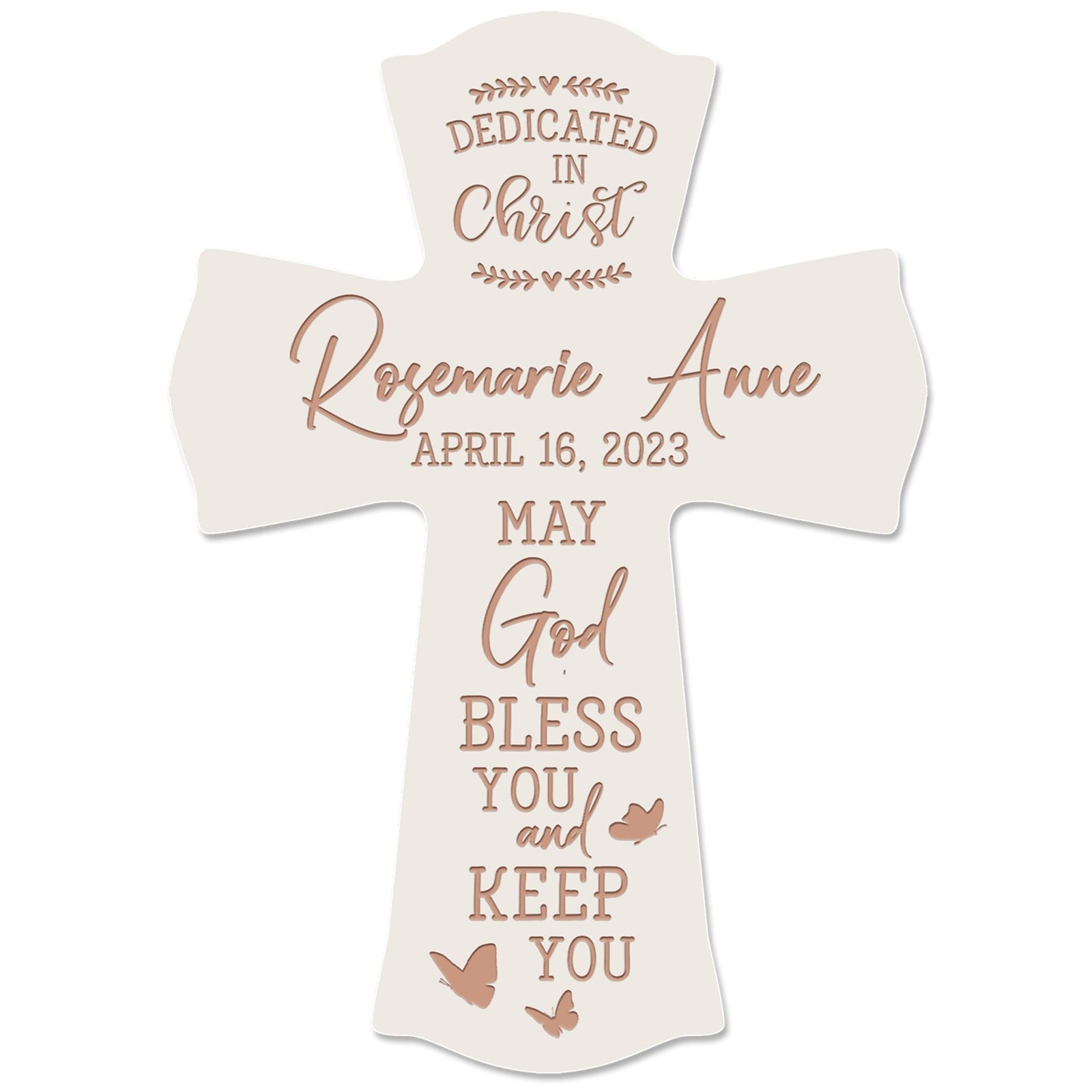 Personalized Engraved Wooden Dedication 8x11 Crosses - Dedicated In Christ - LifeSong Milestones
