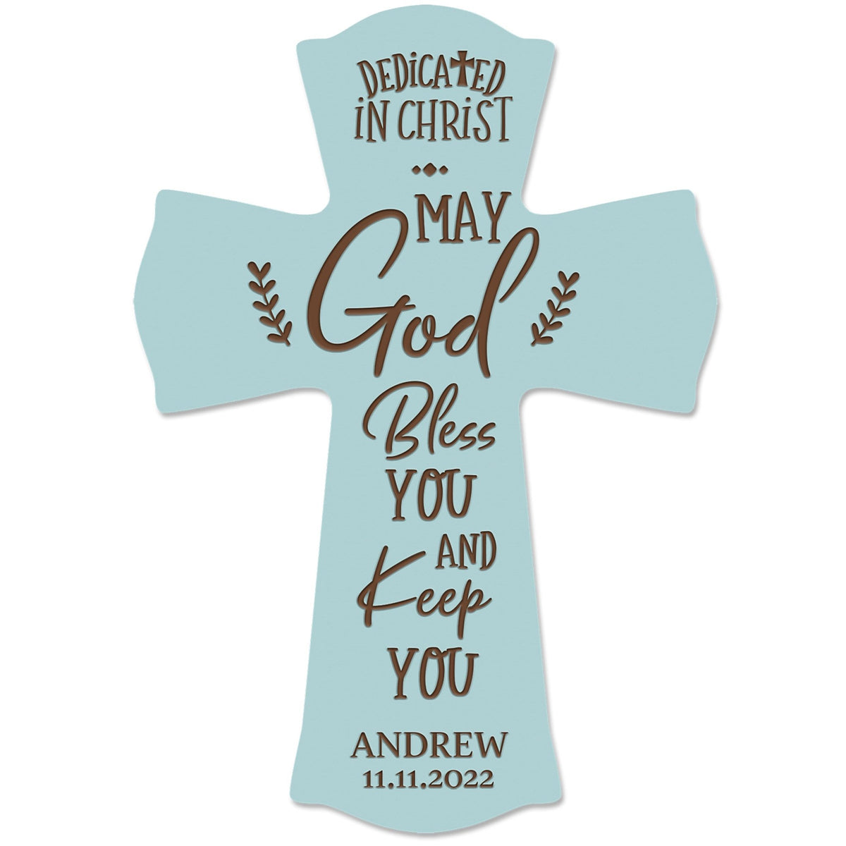 Personalized Engraved Wooden Dedication 8x11 Crosses - Dedicated In Christ - LifeSong Milestones