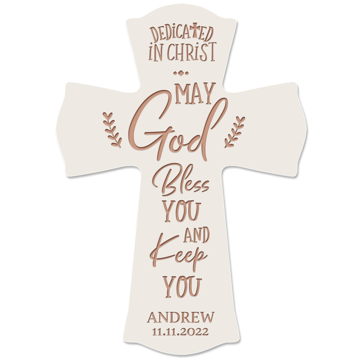 Personalized Engraved Wooden Dedication 8x11 Crosses - Dedicated In Christ - LifeSong Milestones