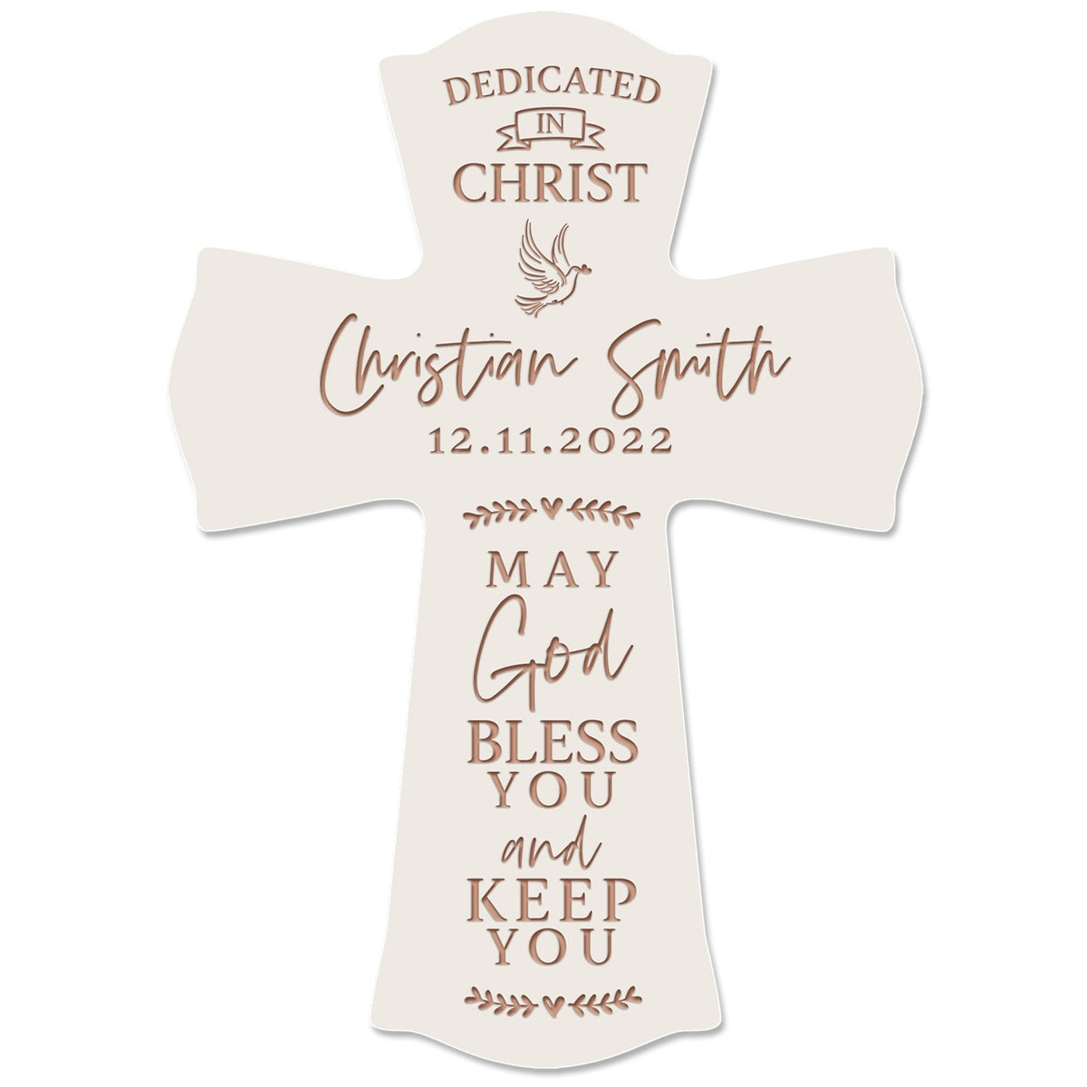 Personalized Engraved Wooden Dedication 8x11 Crosses - Dedicated In Christ - LifeSong Milestones