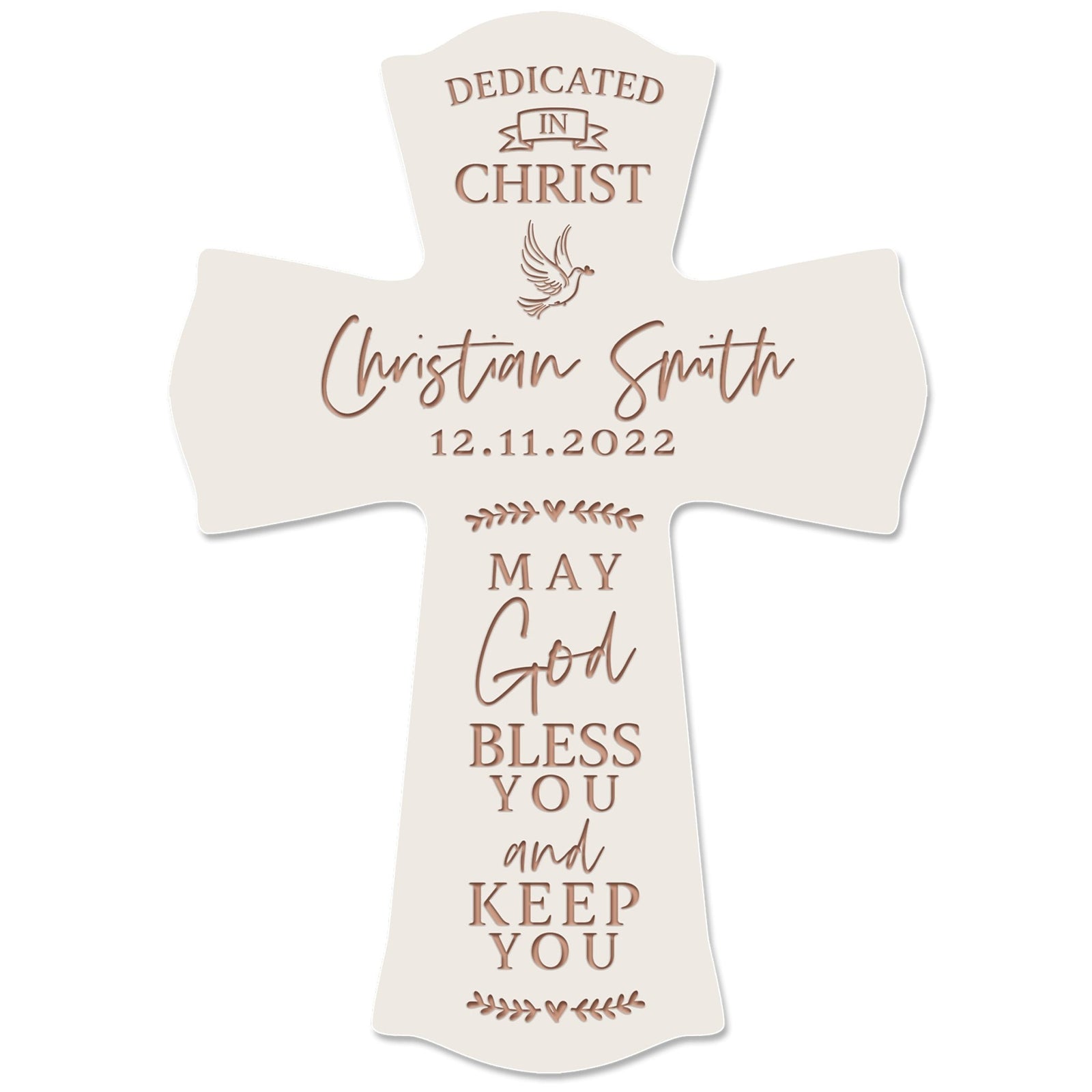 Personalized Engraved Wooden Dedication 8x11 Crosses - Dedicated In Christ - LifeSong Milestones