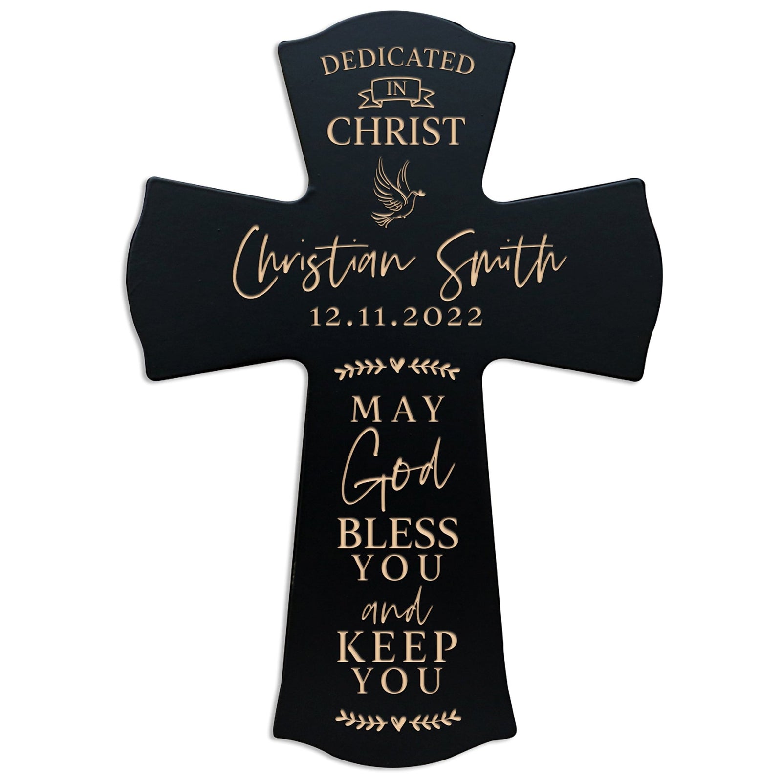 Personalized Engraved Wooden Dedication 8x11 Crosses - Dedicated In Christ - LifeSong Milestones