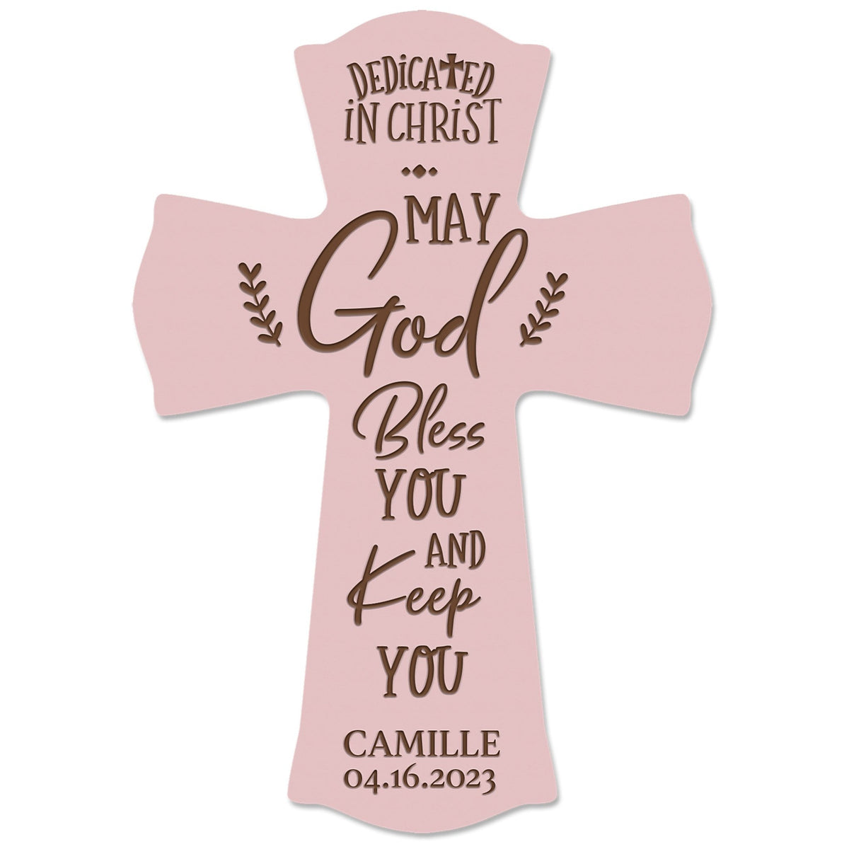 Personalized Engraved Wooden Dedication 8x11 Crosses - Dedicated In Christ - LifeSong Milestones