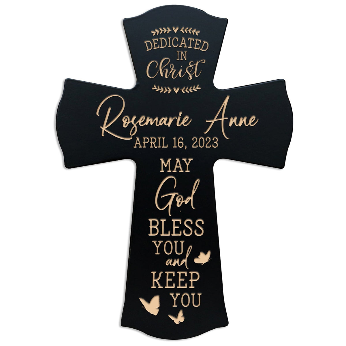 Personalized Engraved Wooden Dedication 8x11 Crosses - Dedicated In Christ - LifeSong Milestones
