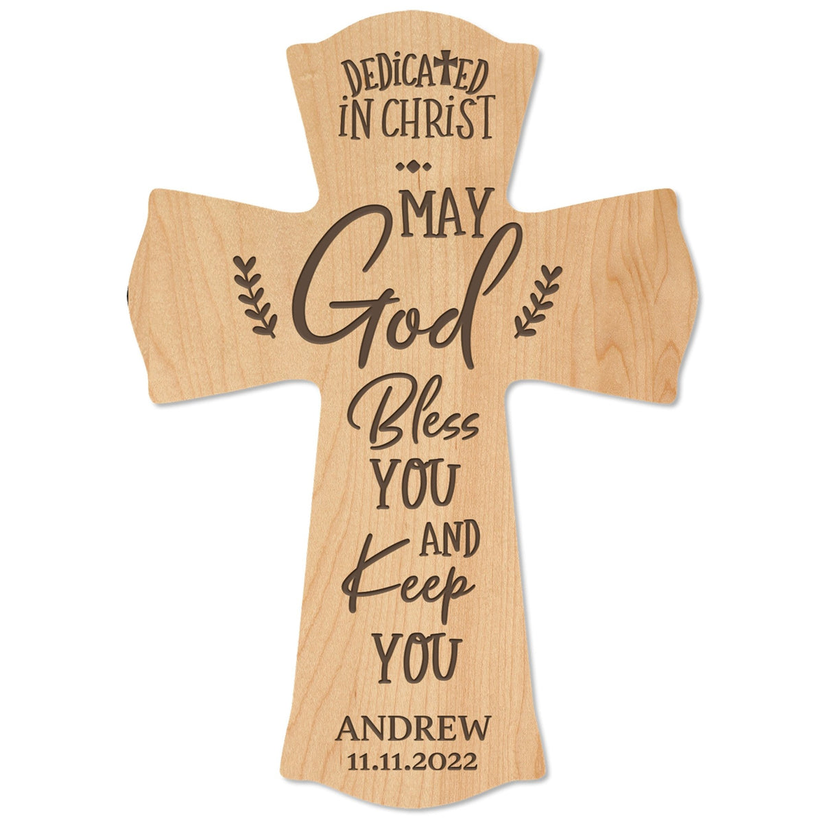 Personalized Engraved Wooden Dedication 8x11 Crosses - Dedicated In Christ - LifeSong Milestones