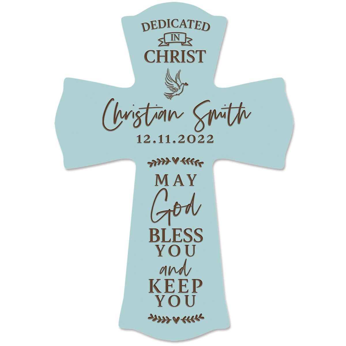 Personalized Engraved Wooden Dedication 8x11 Crosses - Dedicated In Christ - LifeSong Milestones
