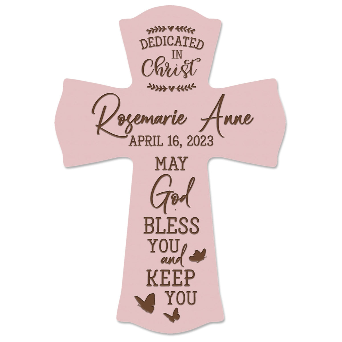 Personalized Engraved Wooden Dedication 8x11 Crosses - Dedicated In Christ - LifeSong Milestones