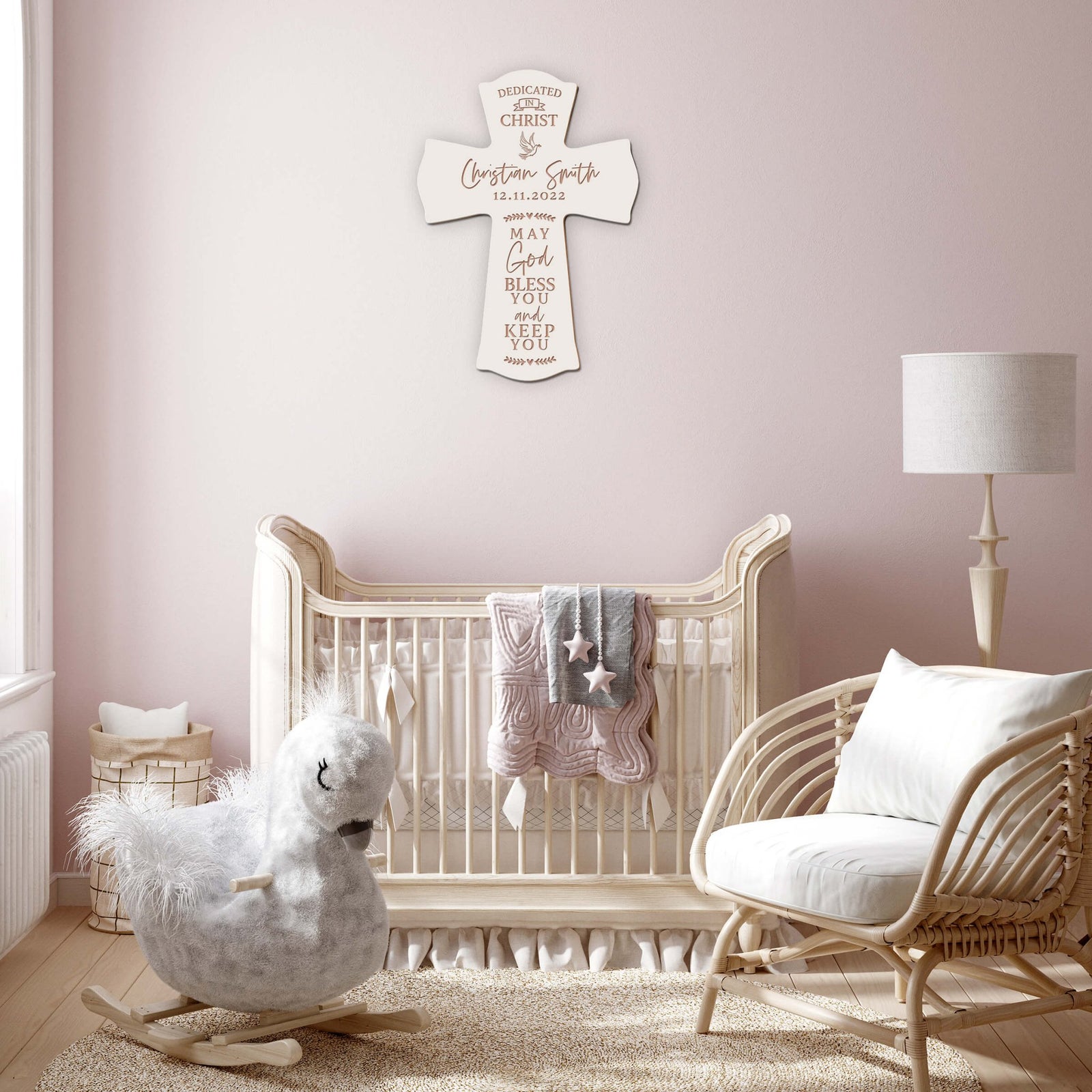 Personalized Engraved Wooden Dedication 8x11 Crosses - Dedicated In Christ - LifeSong Milestones