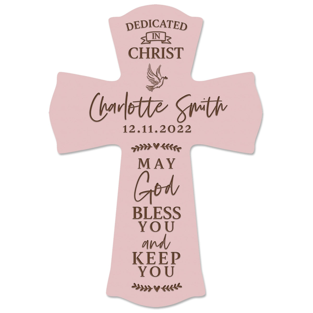 Personalized Engraved Wooden Dedication 8x11 Crosses - Dedicated In Christ - LifeSong Milestones
