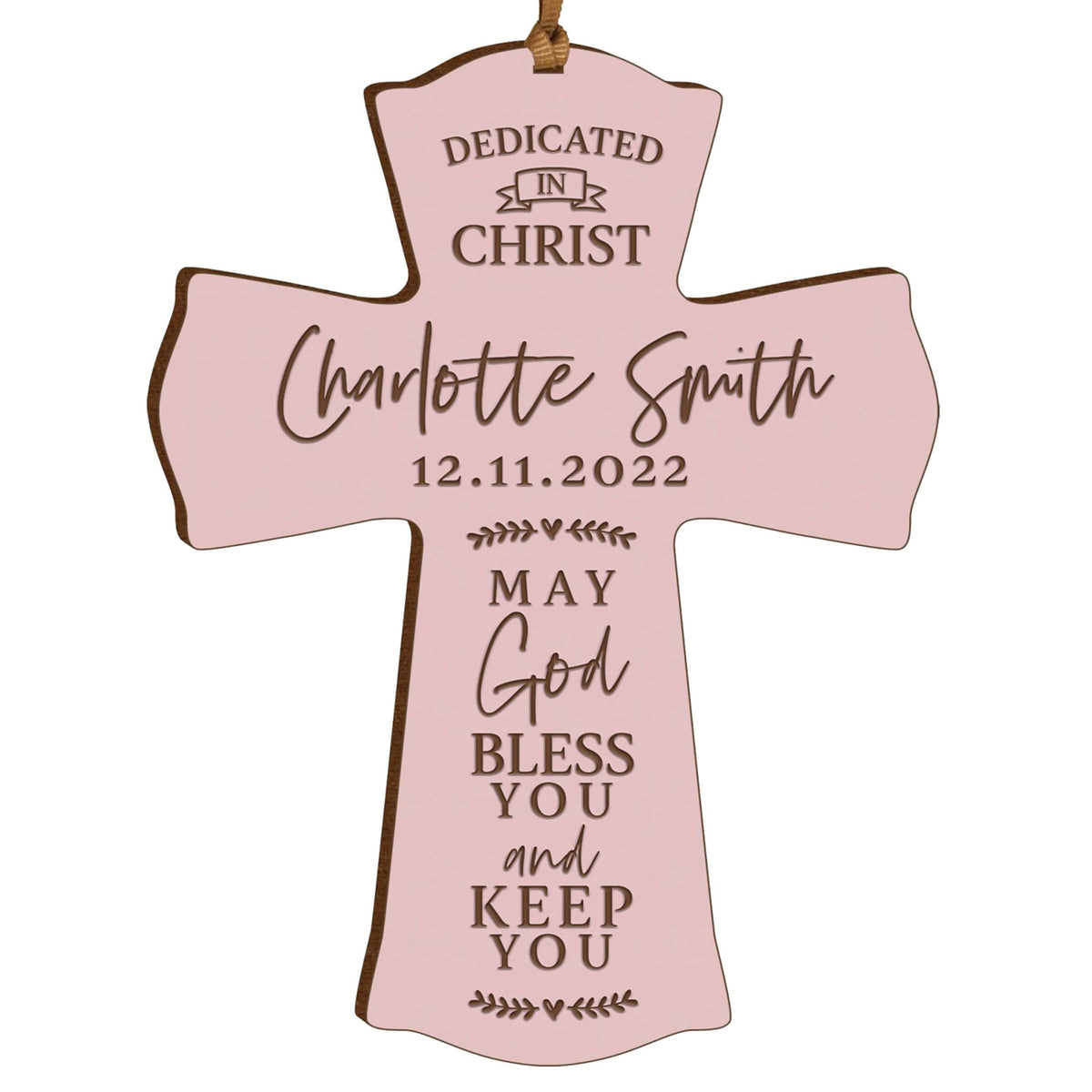 Personalized Engraved Wooden Dedication Crosses - Dedicated In Christ - LifeSong Milestones