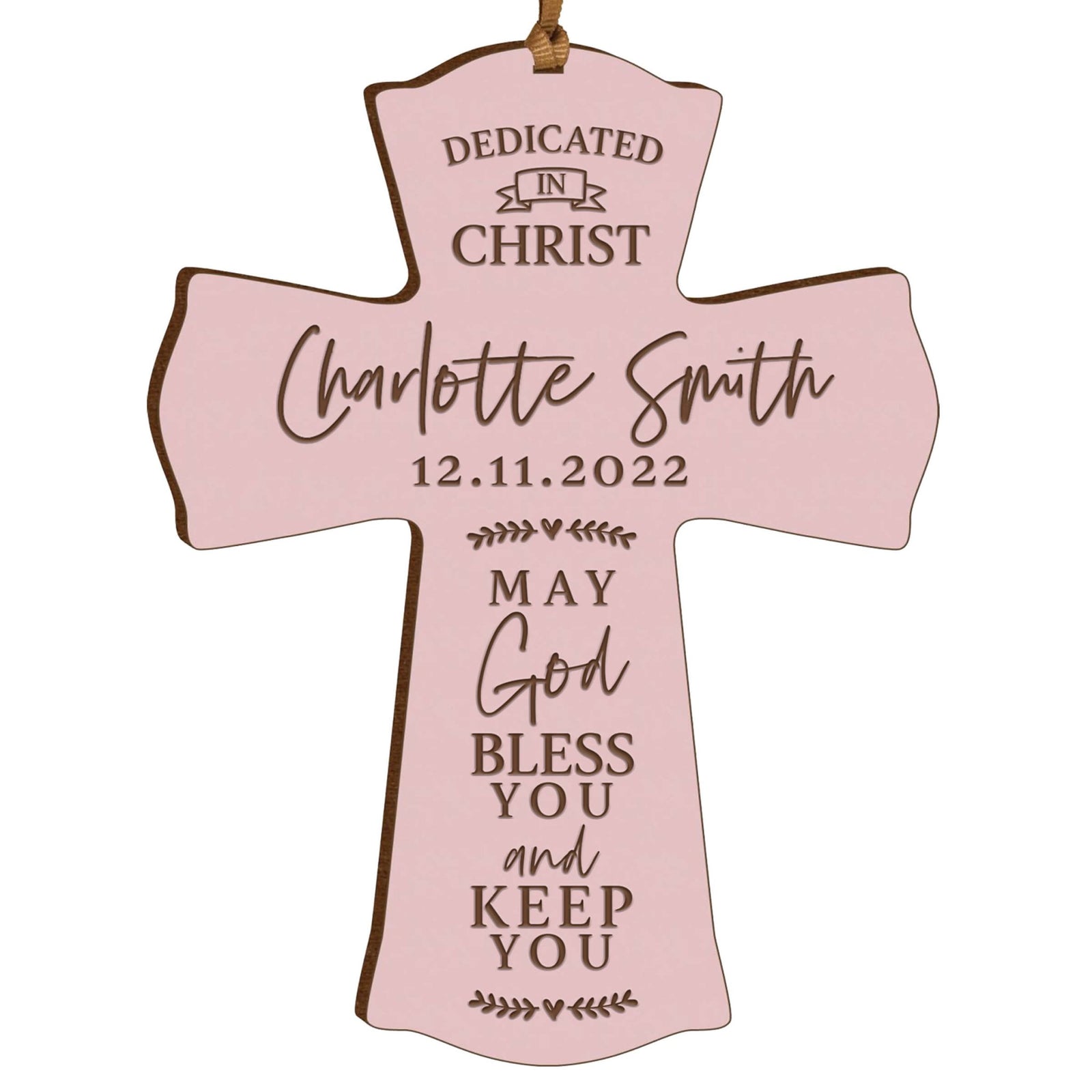 Personalized Engraved Wooden Dedication Crosses - Dedicated In Christ - LifeSong Milestones
