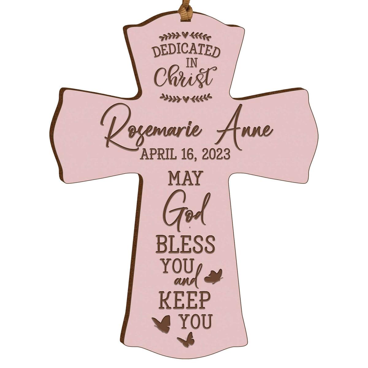 Personalized Engraved Wooden Dedication Crosses - Dedicated In Christ - LifeSong Milestones