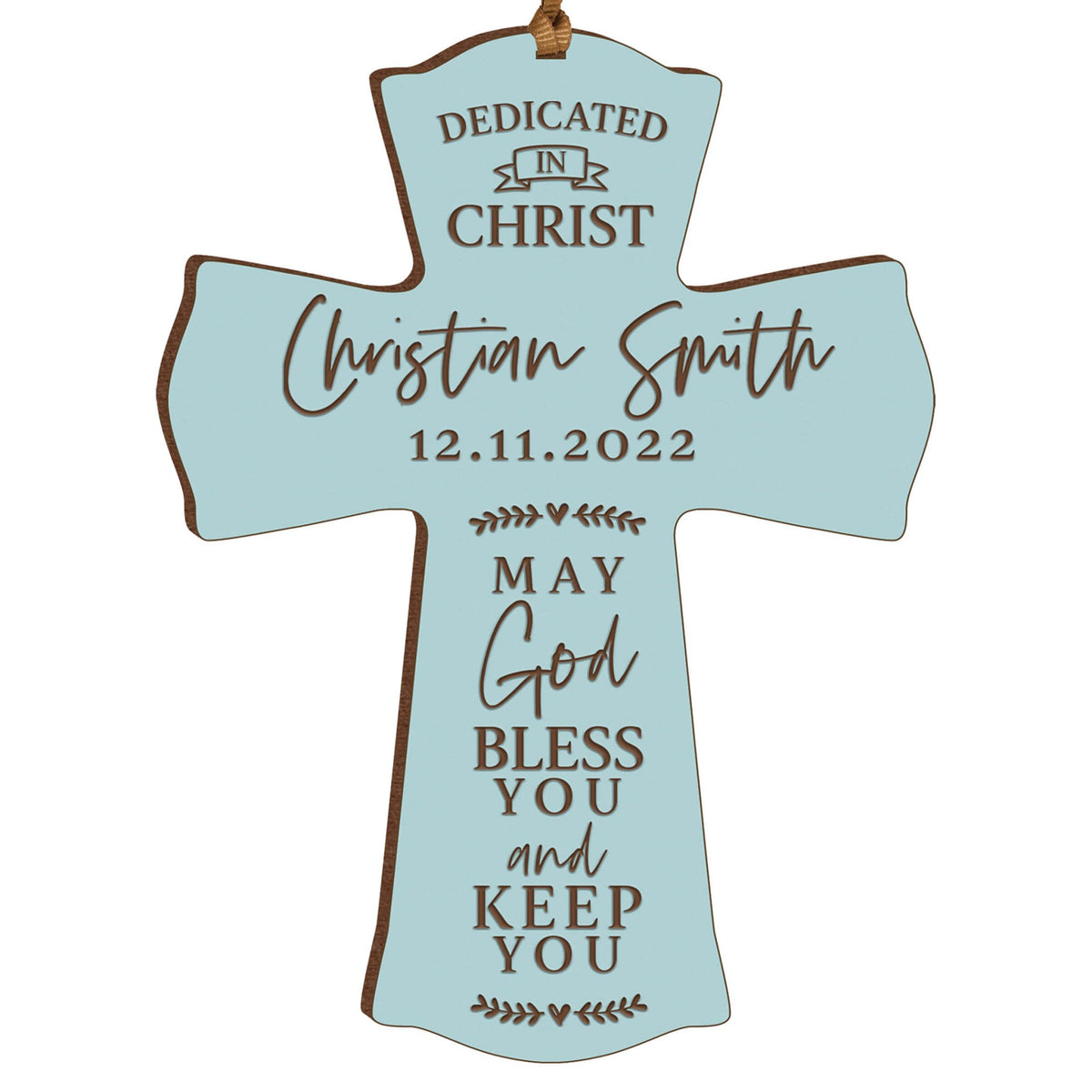 Personalized Engraved Wooden Dedication Crosses - Dedicated In Christ - LifeSong Milestones