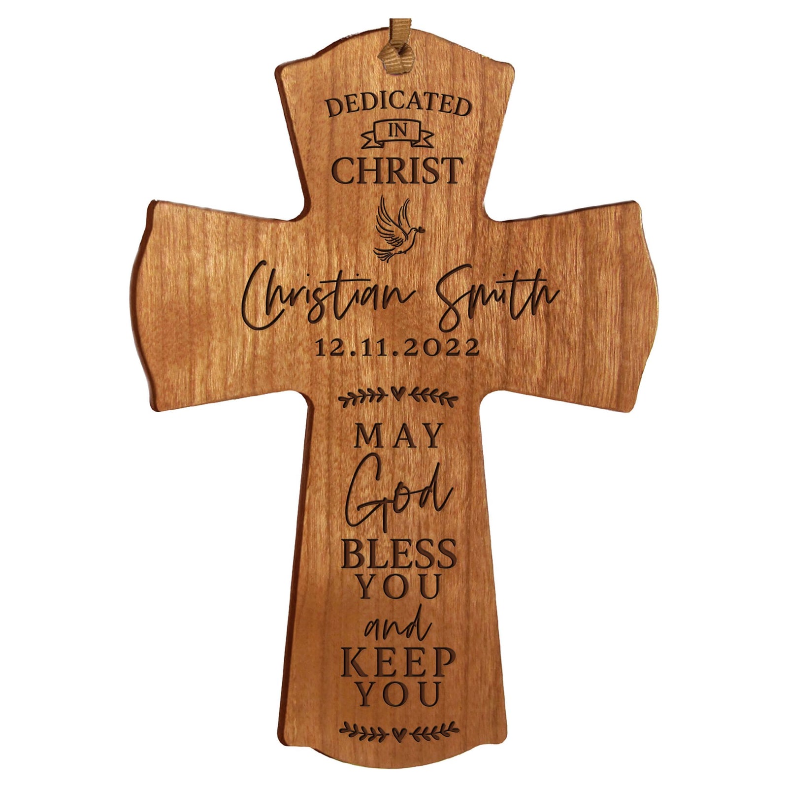 Personalized Engraved Wooden Dedication Crosses - Dedicated In Christ - LifeSong Milestones