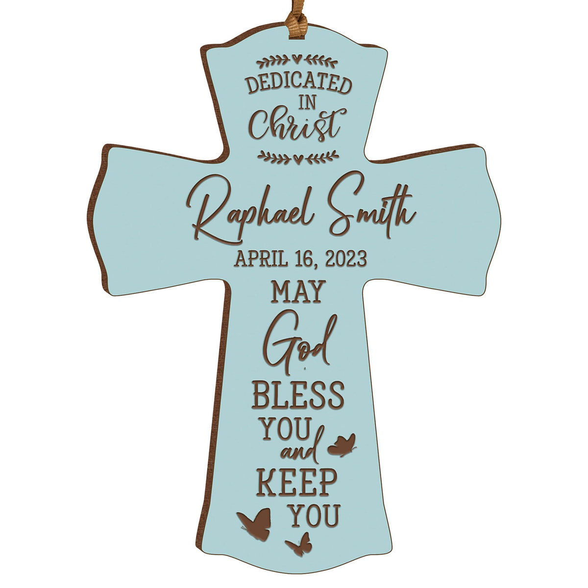 Personalized Engraved Wooden Dedication Crosses - Dedicated In Christ - LifeSong Milestones