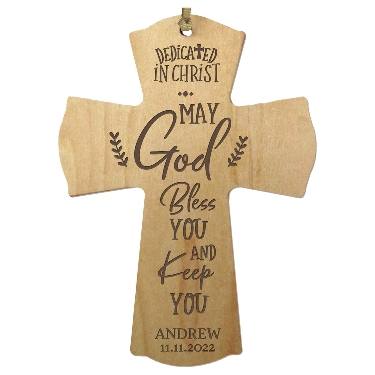 Personalized Engraved Wooden Dedication Crosses - Dedicated In Christ - LifeSong Milestones