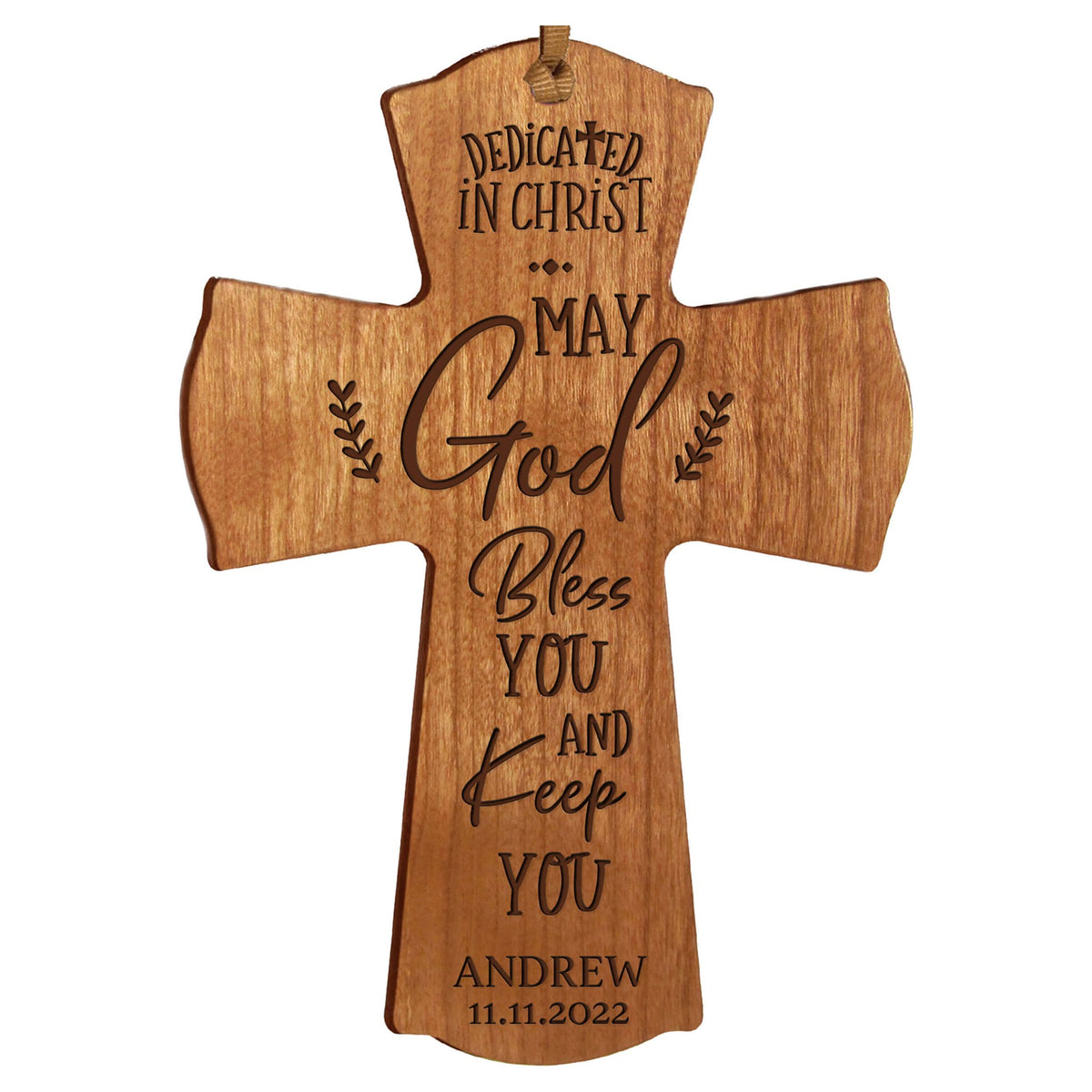 Personalized Engraved Wooden Dedication Crosses - Dedicated In Christ - LifeSong Milestones
