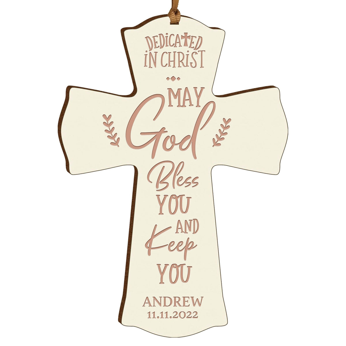 Personalized Engraved Wooden Dedication Crosses - Dedicated In Christ - LifeSong Milestones