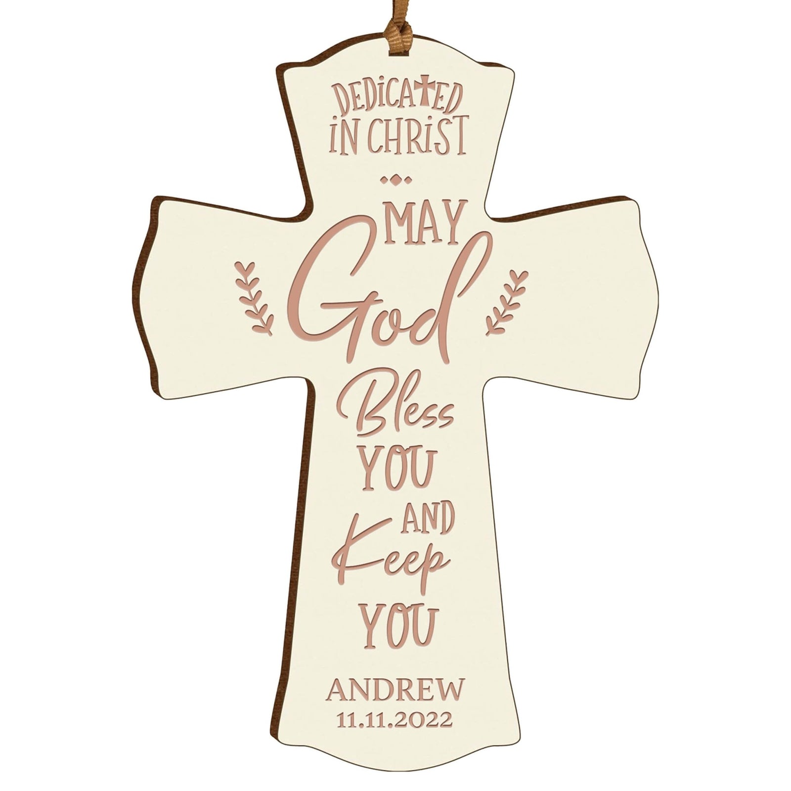 Personalized Engraved Wooden Dedication Crosses - Dedicated In Christ - LifeSong Milestones