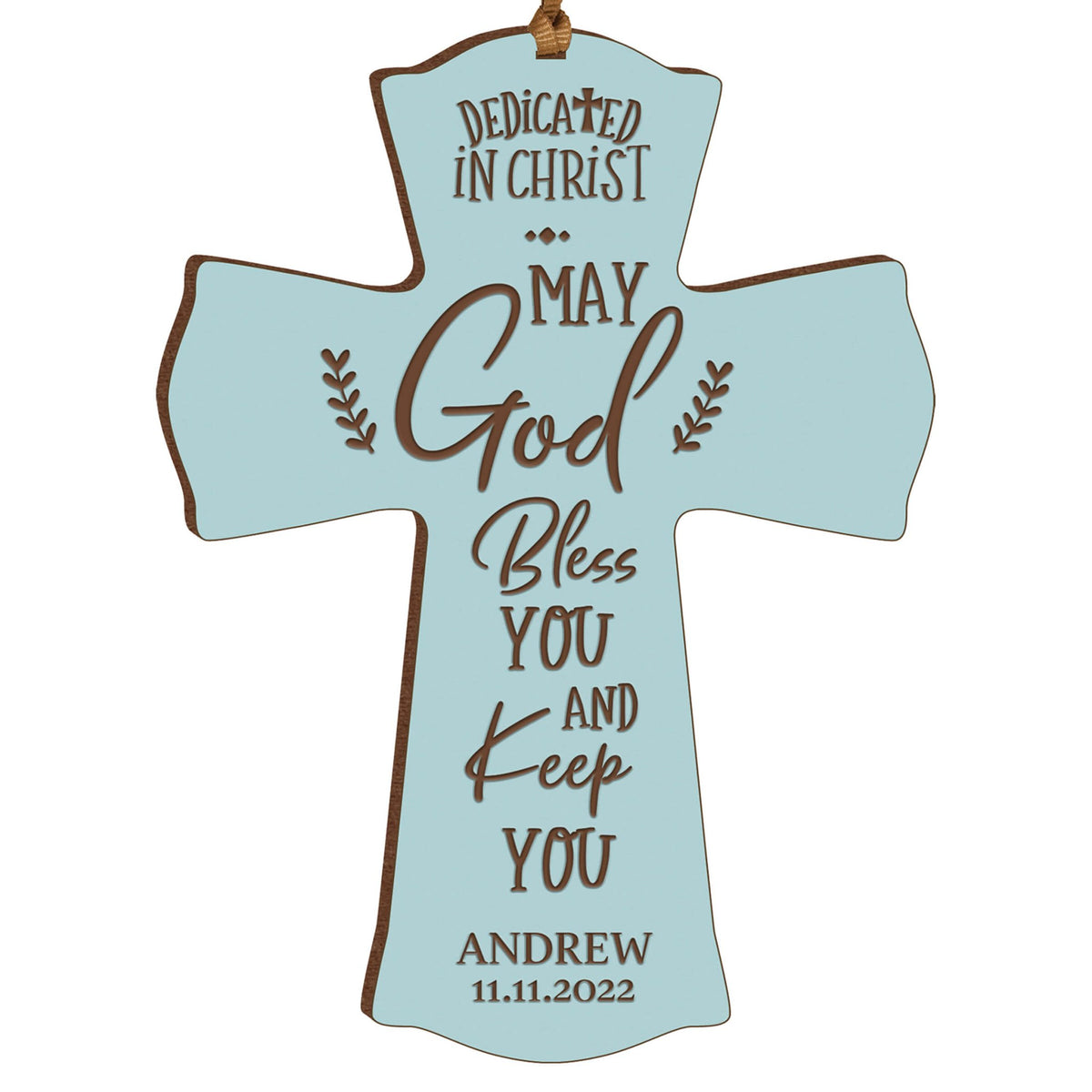 Personalized Engraved Wooden Dedication Crosses - Dedicated In Christ - LifeSong Milestones