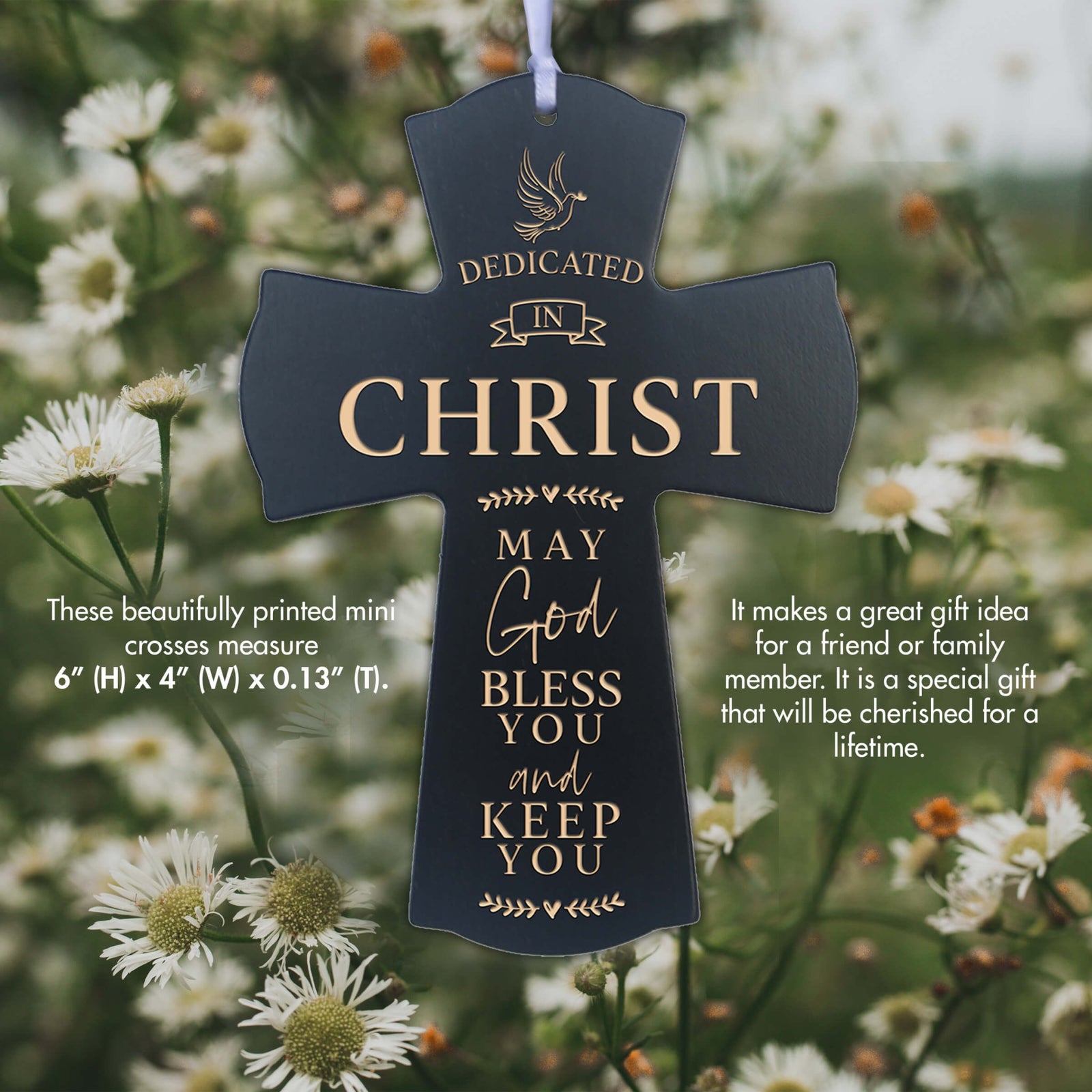 Personalized Engraved Wooden Dedication Crosses - Dedicated In Christ - LifeSong Milestones