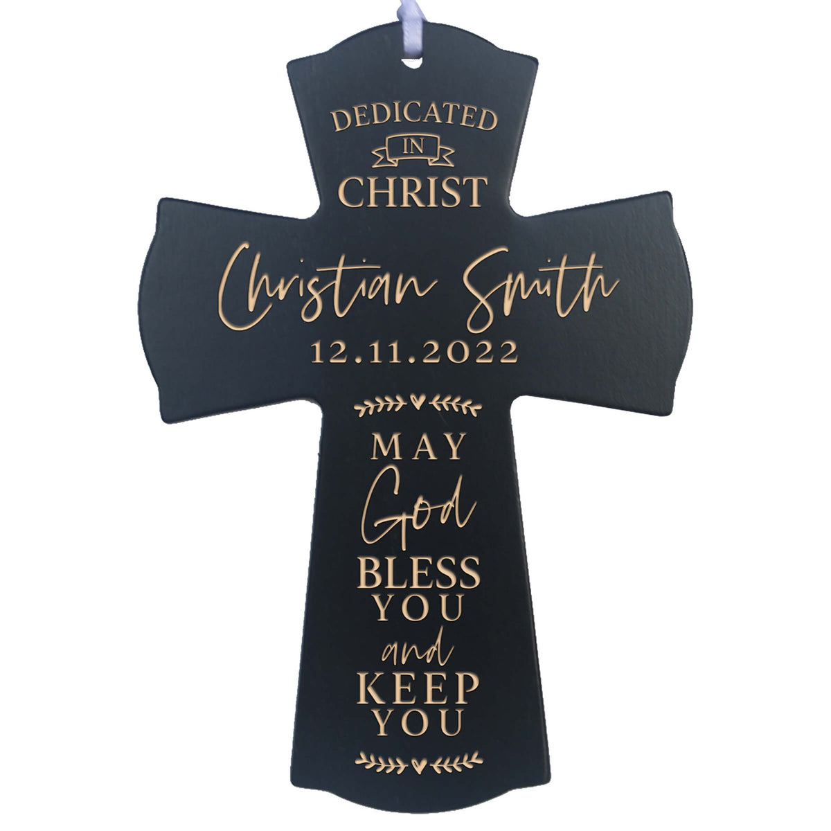 Personalized Engraved Wooden Dedication Crosses - Dedicated In Christ - LifeSong Milestones