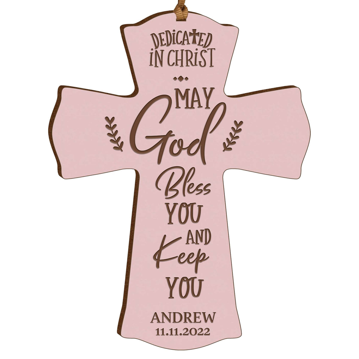 Personalized Engraved Wooden Dedication Crosses - Dedicated In Christ - LifeSong Milestones
