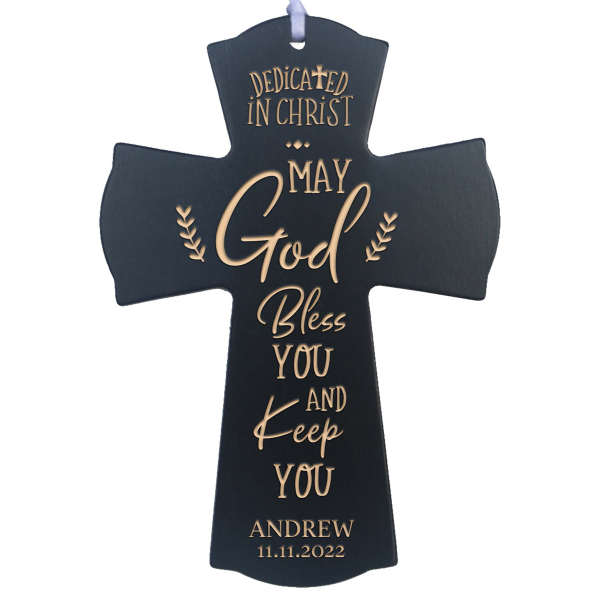 Personalized Engraved Wooden Dedication Crosses - Dedicated In Christ - LifeSong Milestones