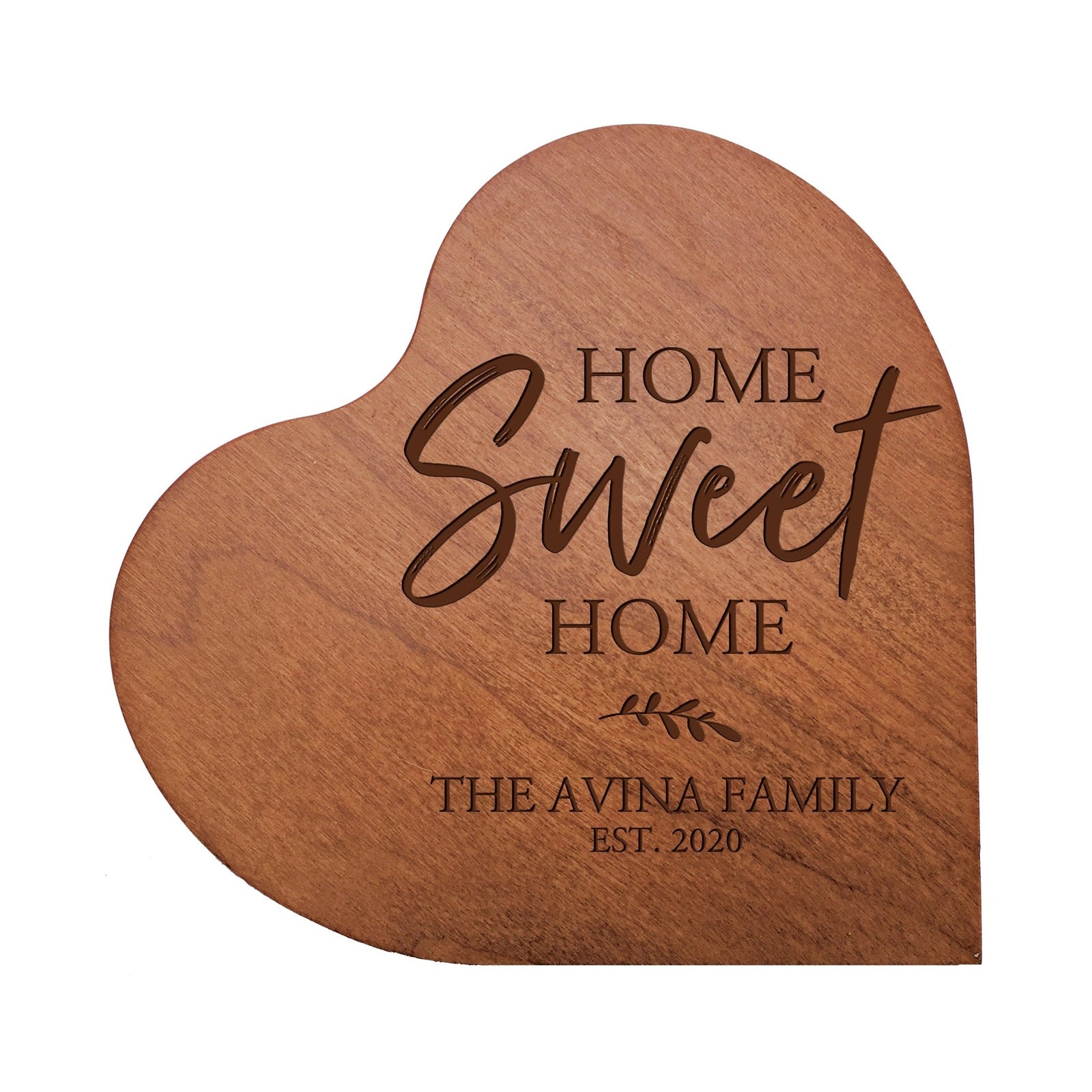Personalized Engraved Wooden Inspirational Heart Block 5” x 5.25” x 0.75” - Home Sweet Home - LifeSong Milestones