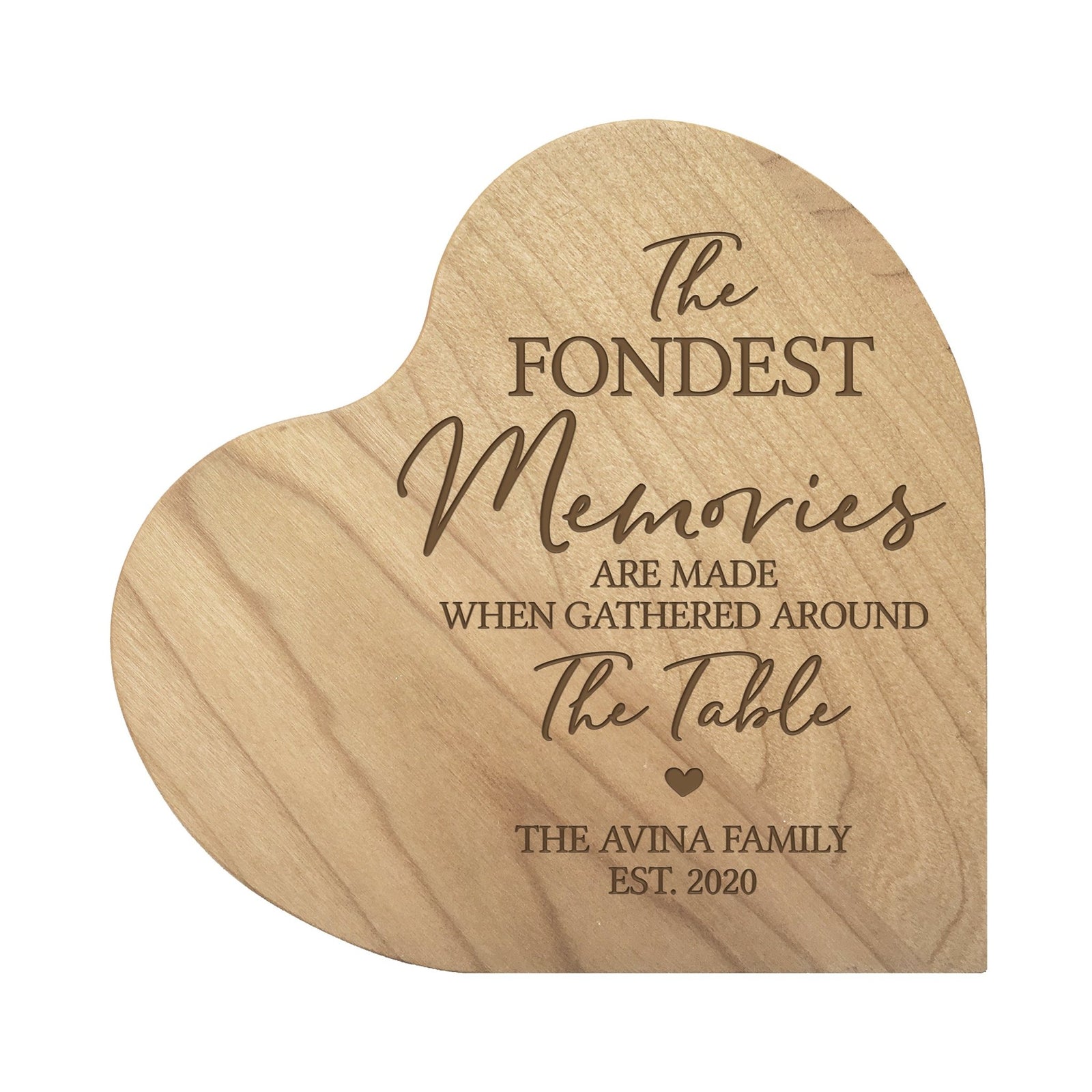 Personalized Engraved Wooden Inspirational Heart Block 5” x 5.25” x 0.75” - The Fondest Memories Are Made - LifeSong Milestones