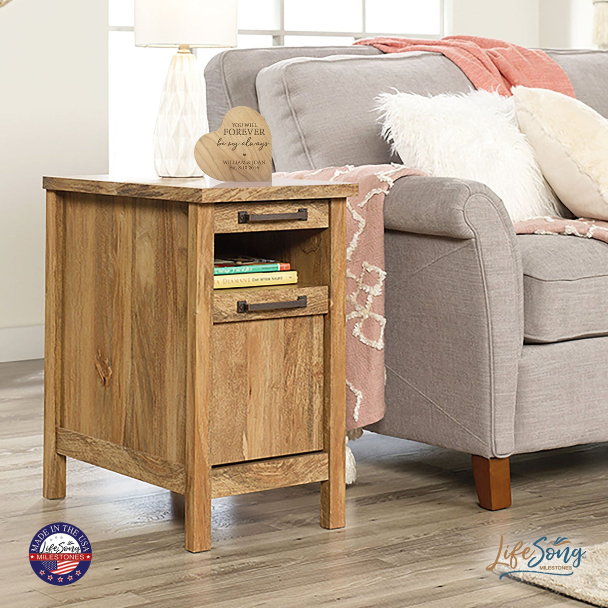 Personalized Engraved Wooden Inspirational Heart Block 5” x 5.25” x 0.75” - You Will Forever Be - LifeSong Milestones