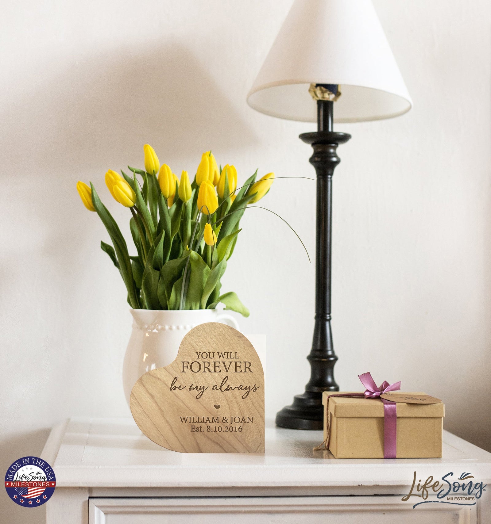 Personalized Engraved Wooden Inspirational Heart Block 5” x 5.25” x 0.75” - You Will Forever Be - LifeSong Milestones