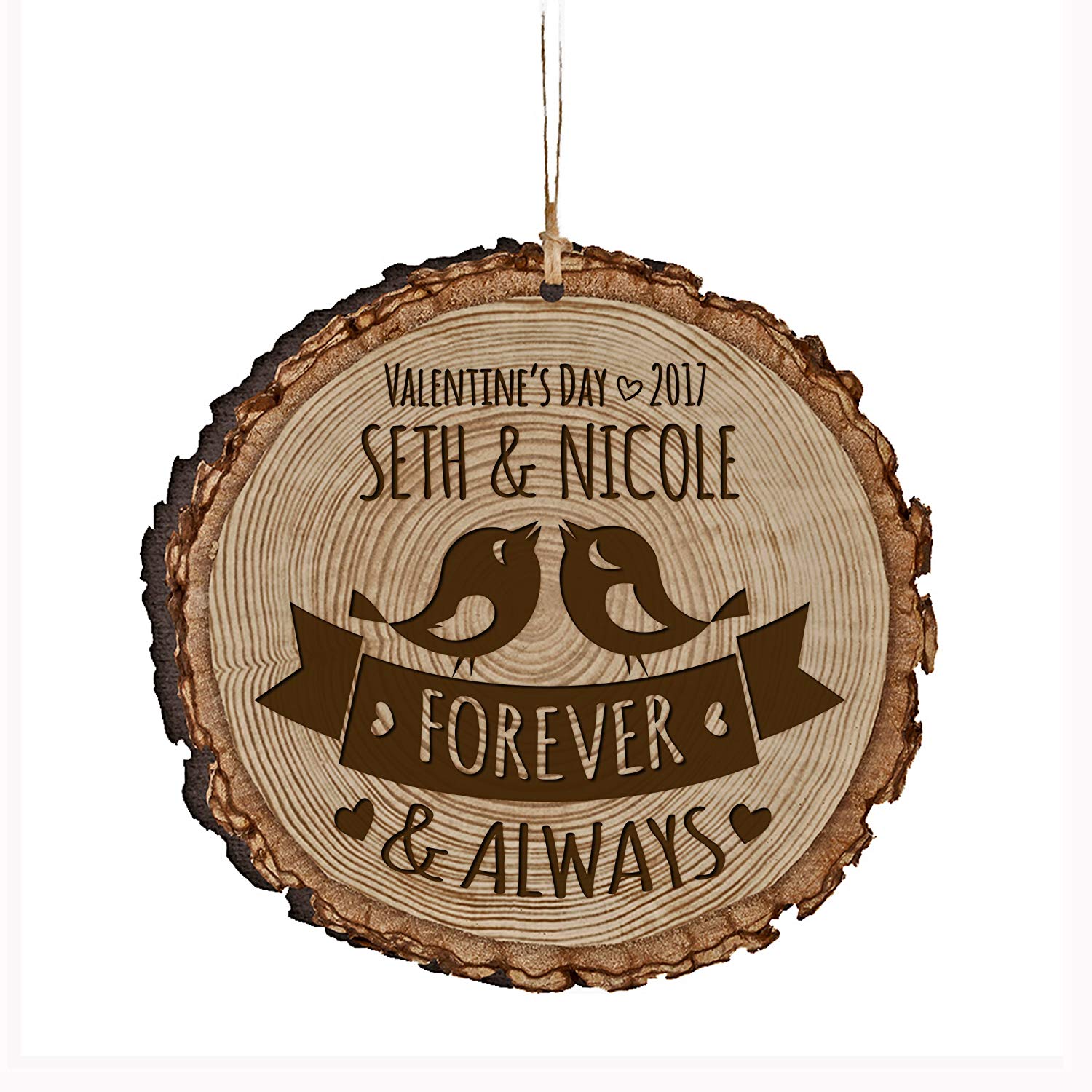 Personalized Engraved Wooden Valentines Ornament Gift - Forever and Always - LifeSong Milestones