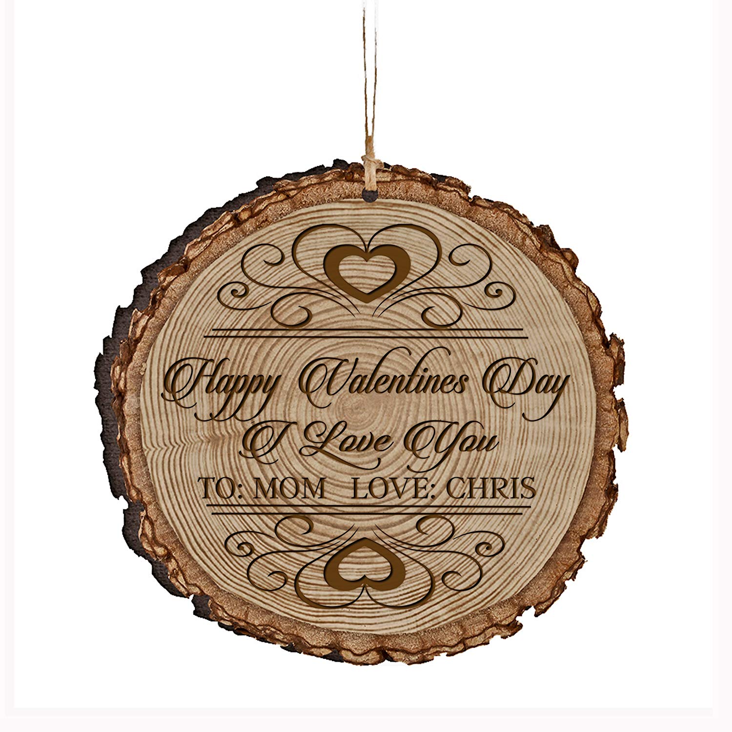 Personalized Engraved Wooden Valentines Ornament Gift - Happy Valentines Day - LifeSong Milestones