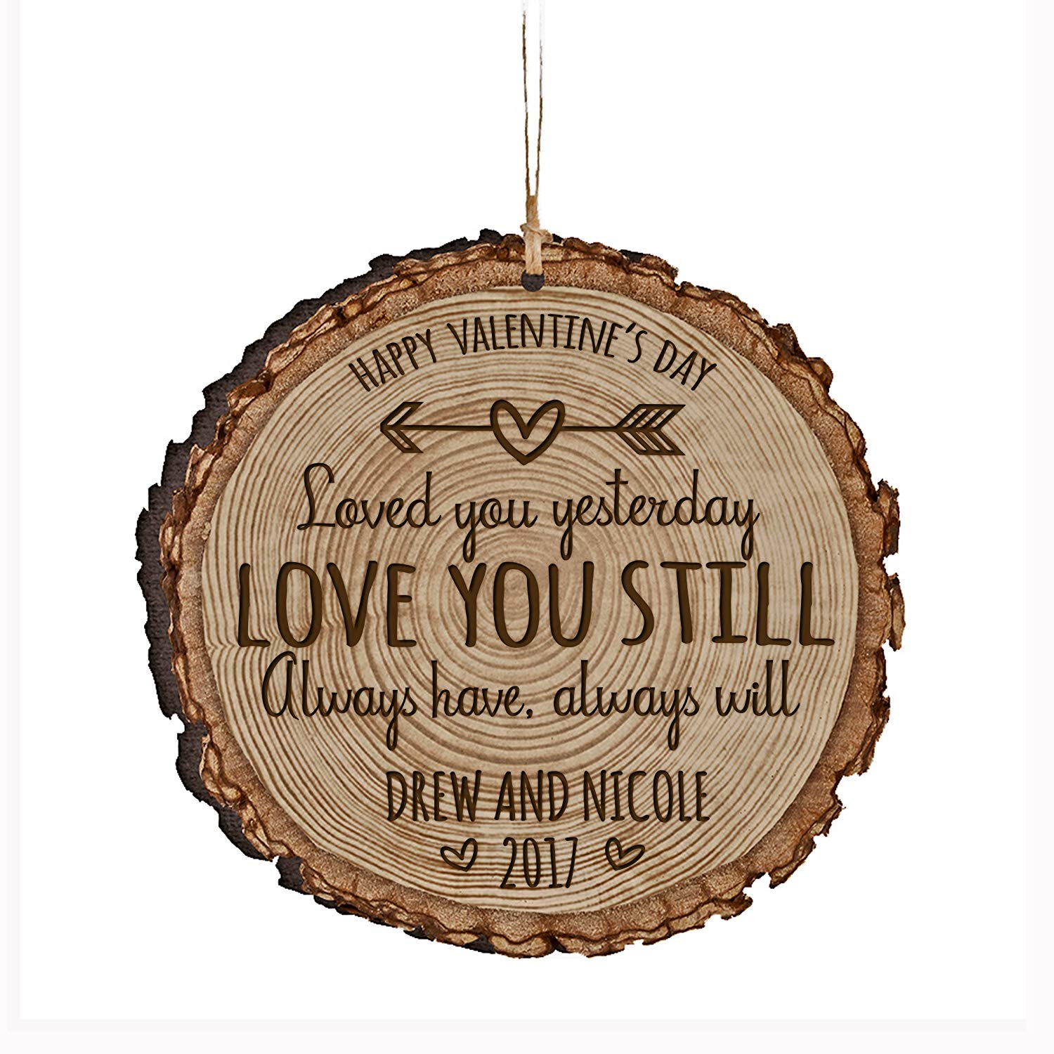 Personalized Engraved Wooden Valentines Ornament Gift - Love You Still - LifeSong Milestones