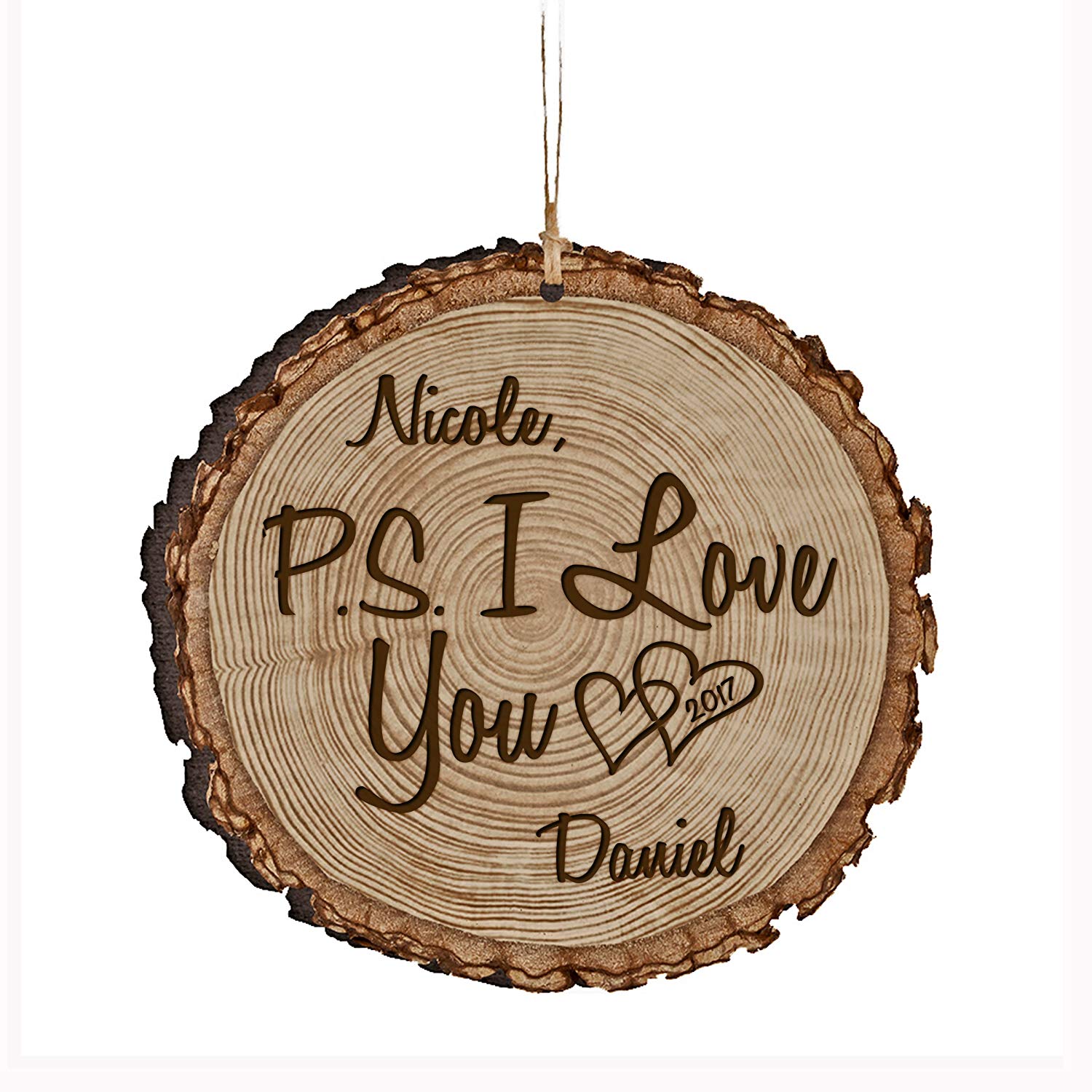 Personalized Engraved Wooden Valentines Ornament Gift - P.s. I Love You - LifeSong Milestones