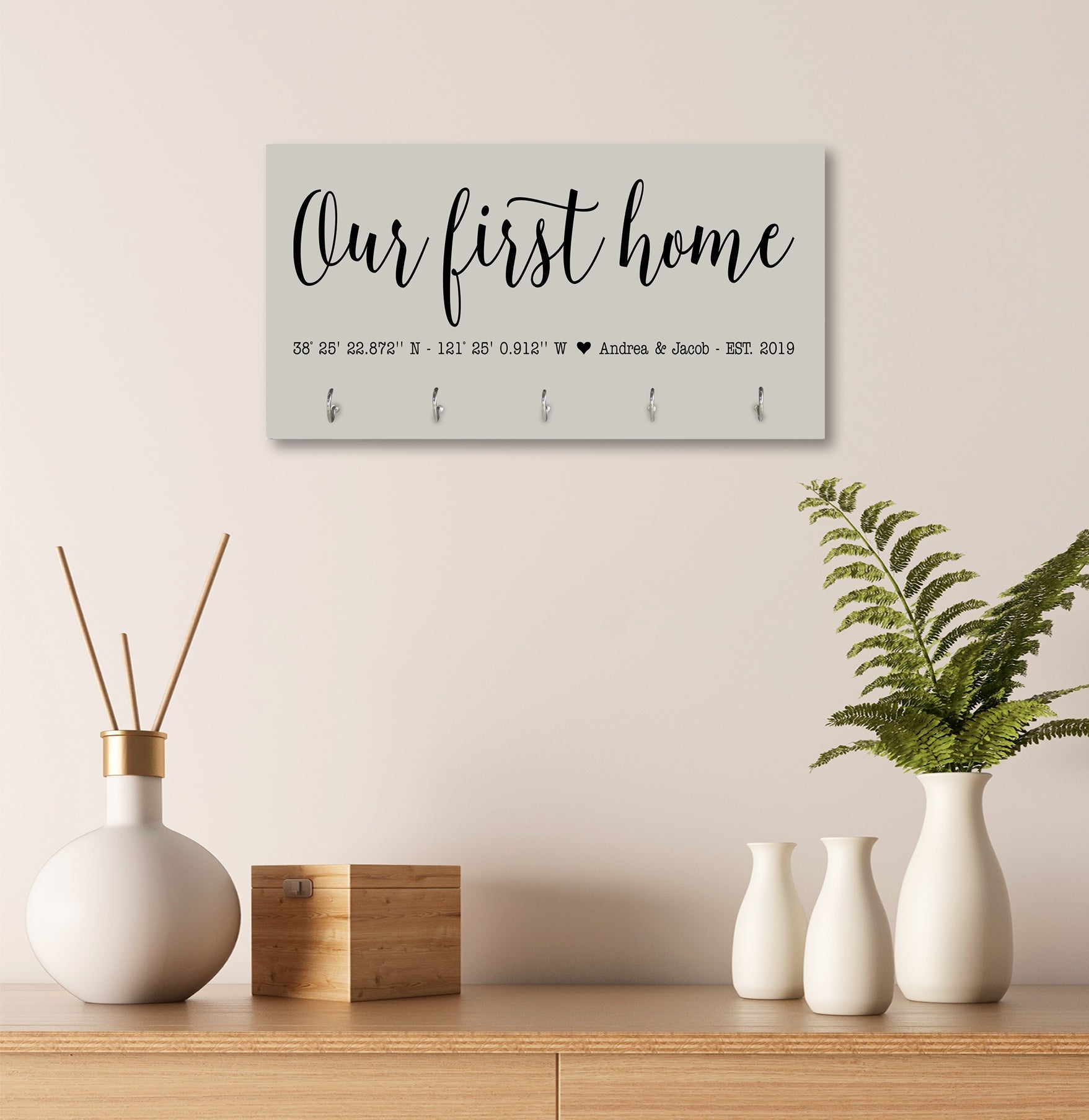 Personalized Established Key Holders - Coordinates Our First Home - LifeSong Milestones