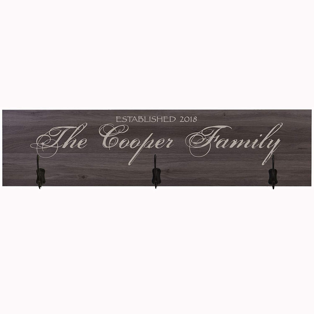 Personalized Established Last Name Wall Sign Coat Rack - LifeSong Milestones