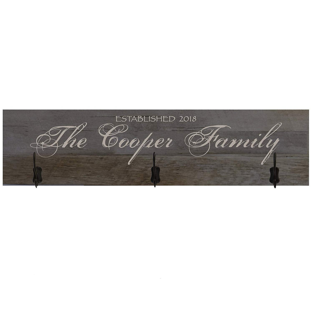 Personalized Established Last Name Wall Sign Coat Rack - LifeSong Milestones
