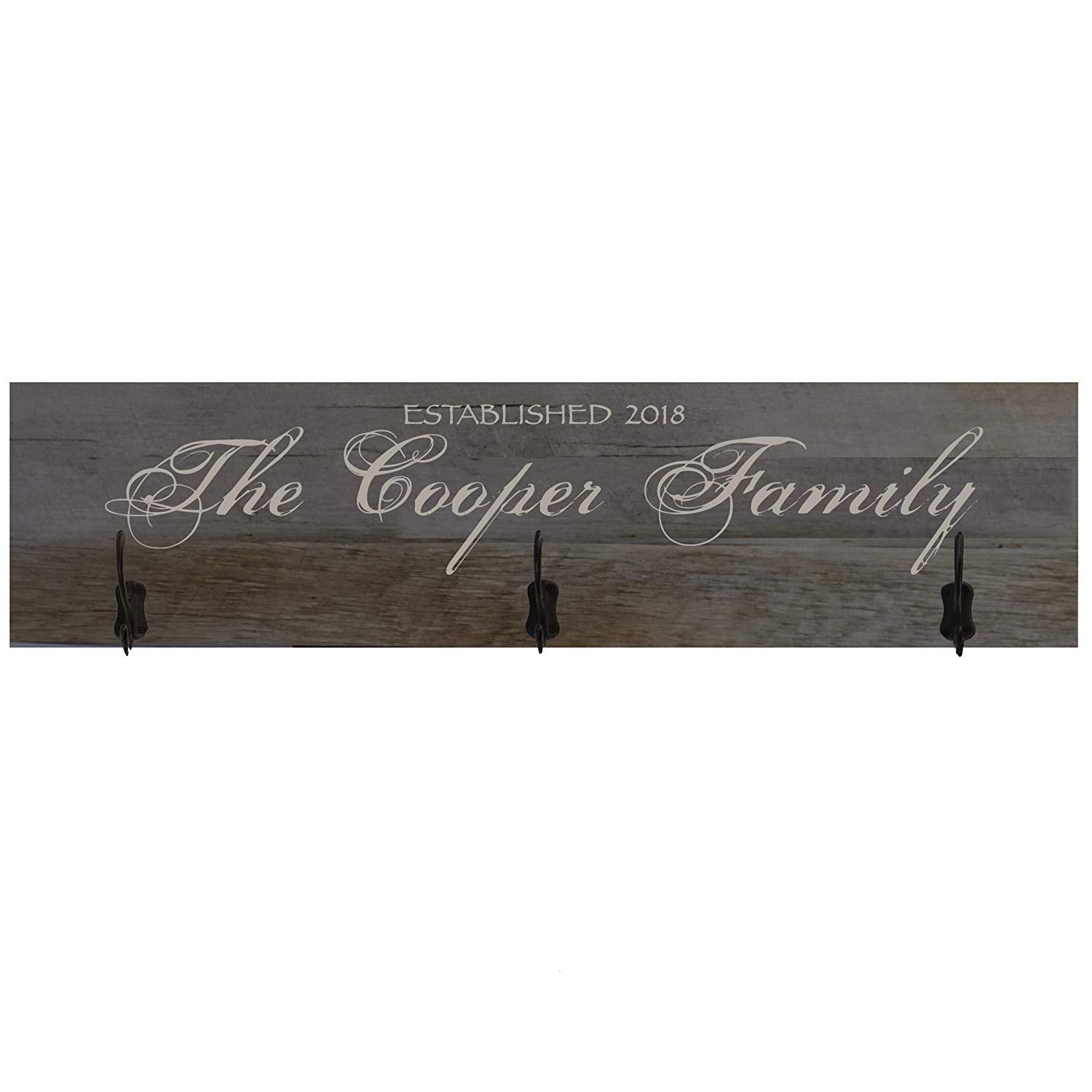 Personalized Established Last Name Wall Sign Coat Rack - LifeSong Milestones