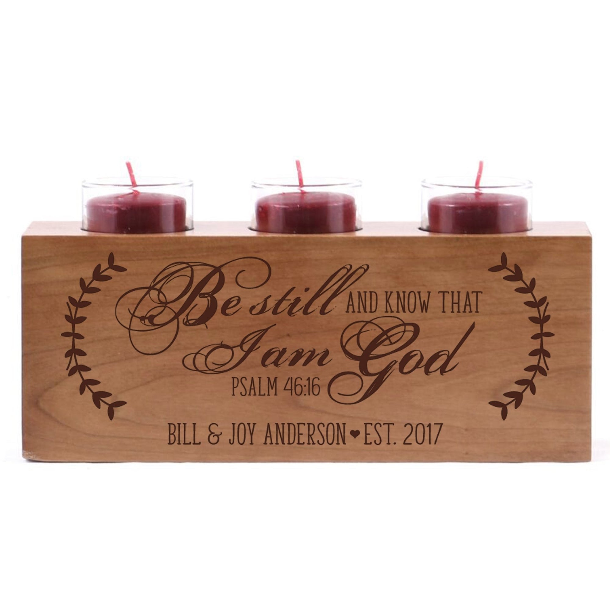 Personalized Everyday Cherry Candle Holder - Be Still - LifeSong Milestones