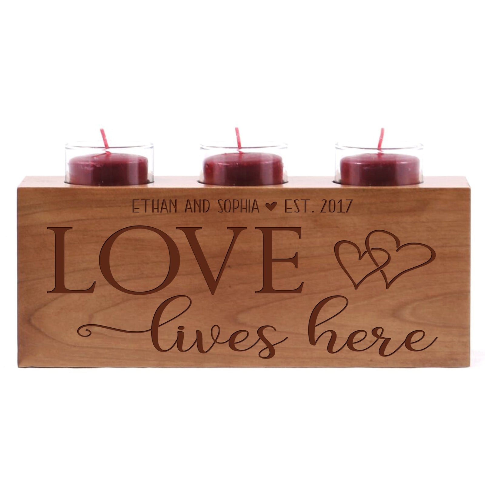 Personalized Everyday Cherry Candle Holder - Love Lives Here - LifeSong Milestones