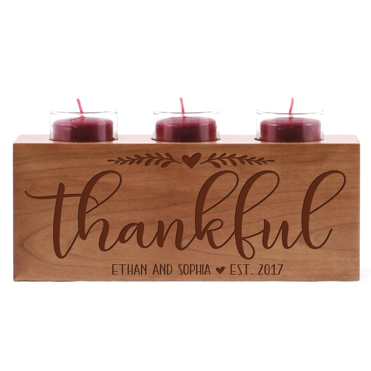 Personalized Everyday Cherry Candle Holder - Thankful - LifeSong Milestones