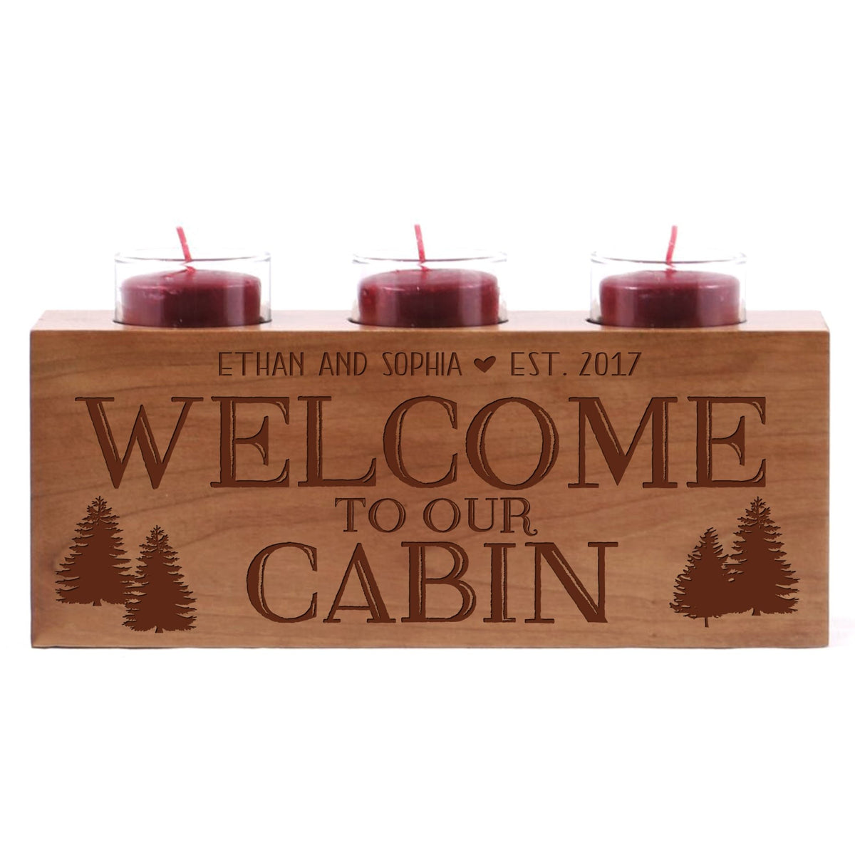 Personalized Everyday Cherry Candle Holder - Welcome Cabin - LifeSong Milestones