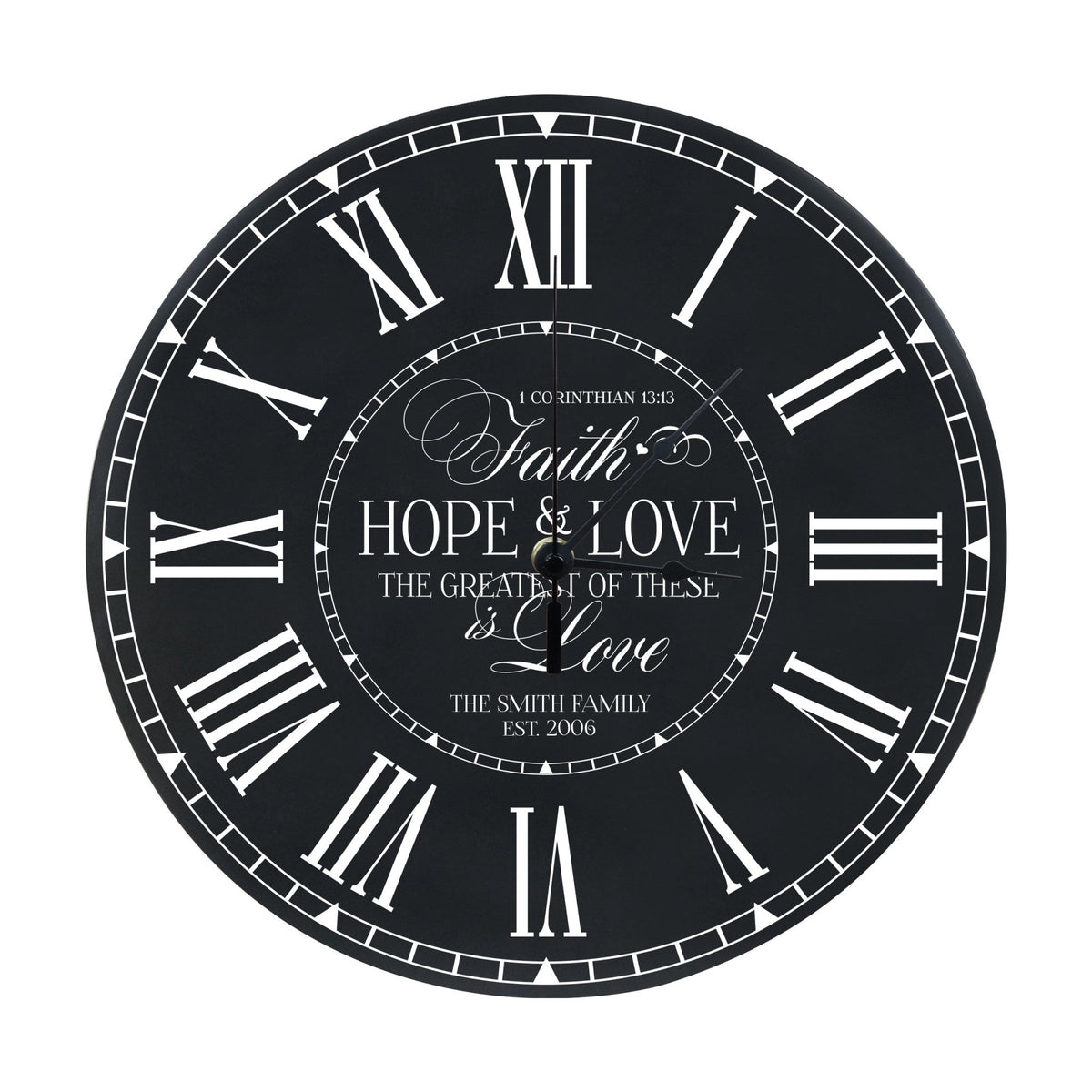 Personalized Everyday Home and Family Clocks - Faith, Hope, Love - LifeSong Milestones