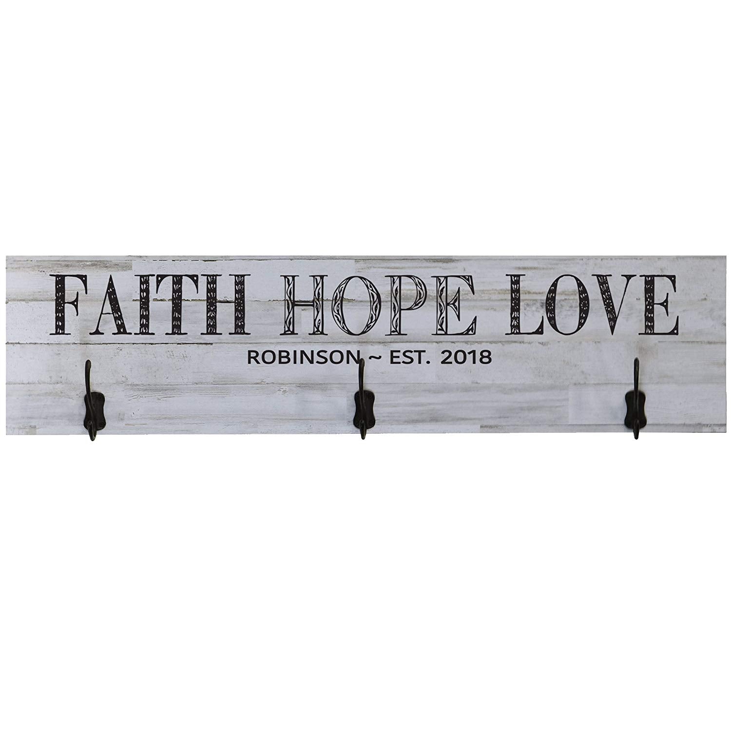Personalized Faith Hope Love Coat Rack Wall Sign - LifeSong Milestones