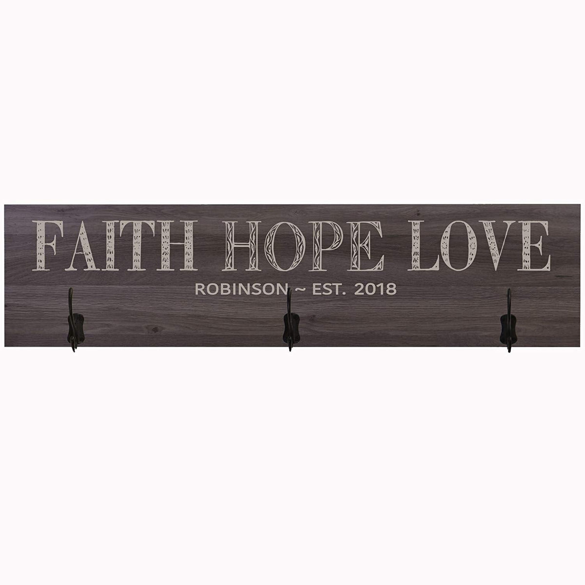 Personalized Faith Hope Love Coat Rack Wall Sign - LifeSong Milestones