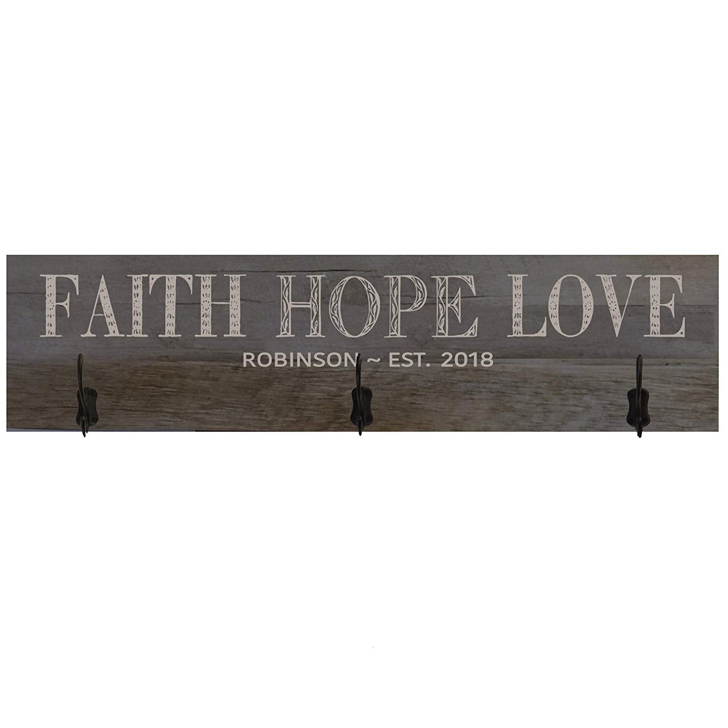 Personalized Faith Hope Love Coat Rack Wall Sign - LifeSong Milestones