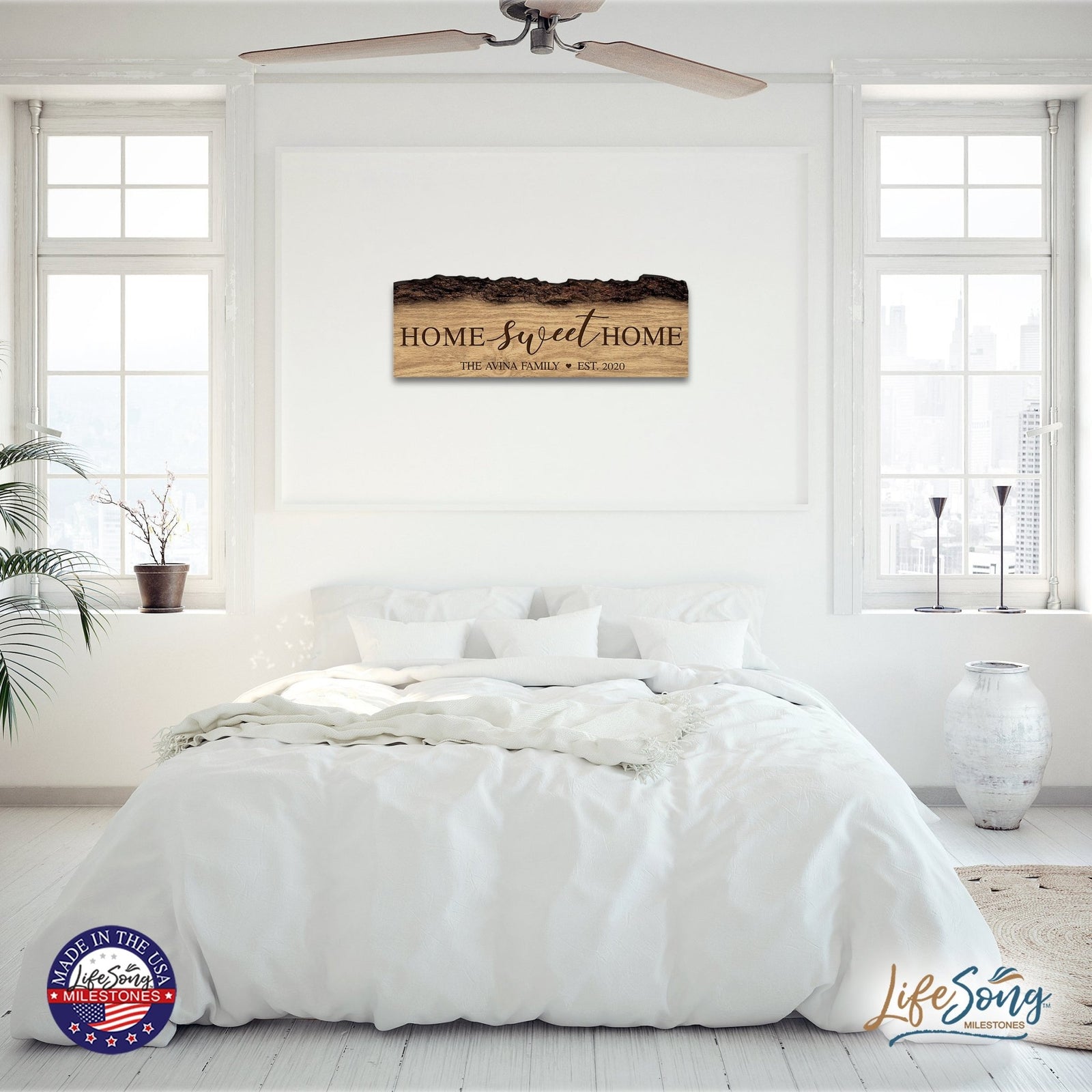 Personalized Family And Home Barky Wooden Wall Hanging Plaque 16x6 - HOME - LifeSong Milestones