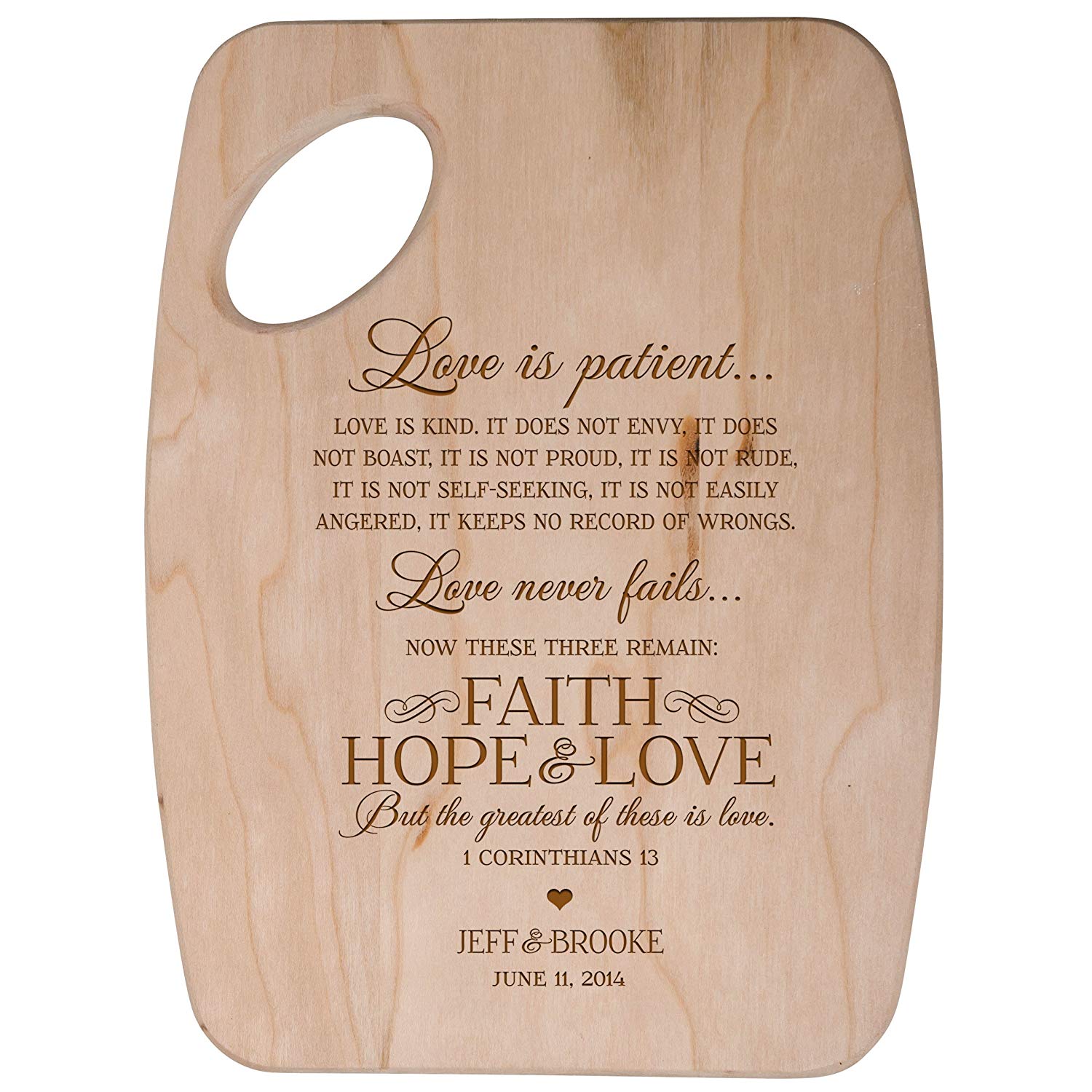 Personalized Family Cheese Cutting Board - Love is Patient - LifeSong Milestones